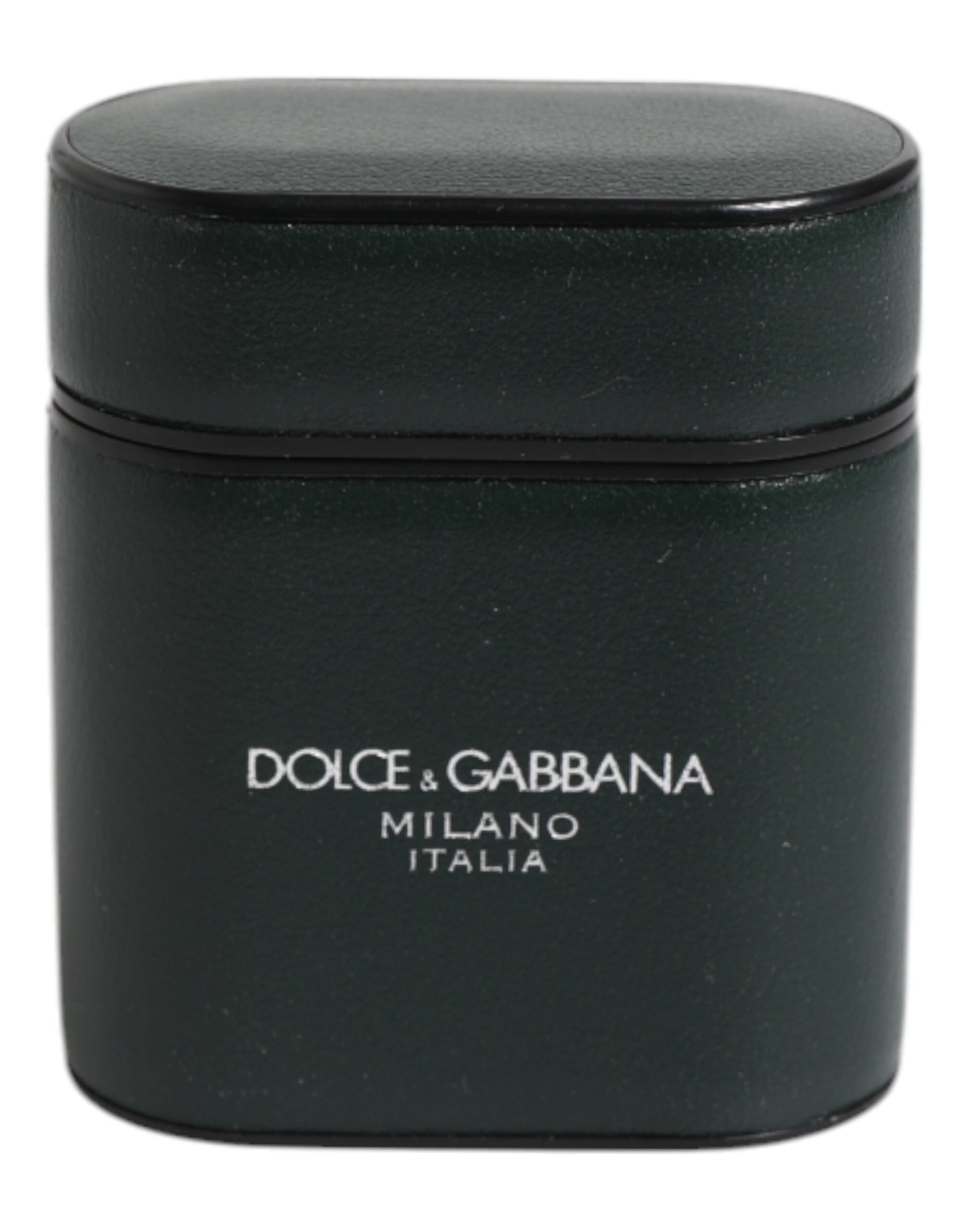 Dolce & Gabbana Schwarzes Kalbsleder Logo Print Flip Holder Airpods Etui