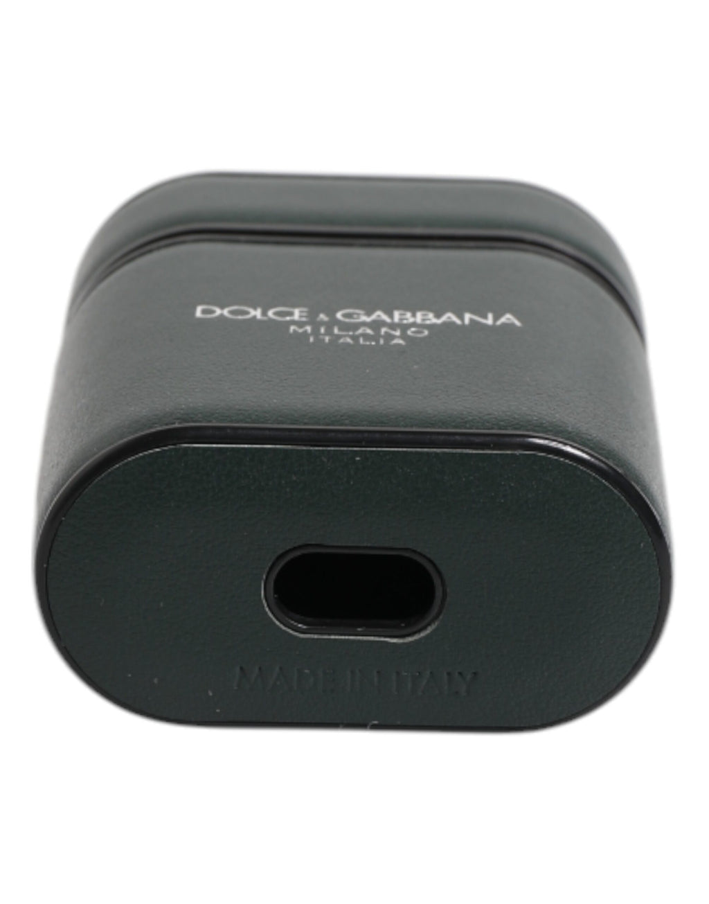 Dolce & Gabbana Schwarzes Kalbsleder Logo Print Flip Holder Airpods Etui