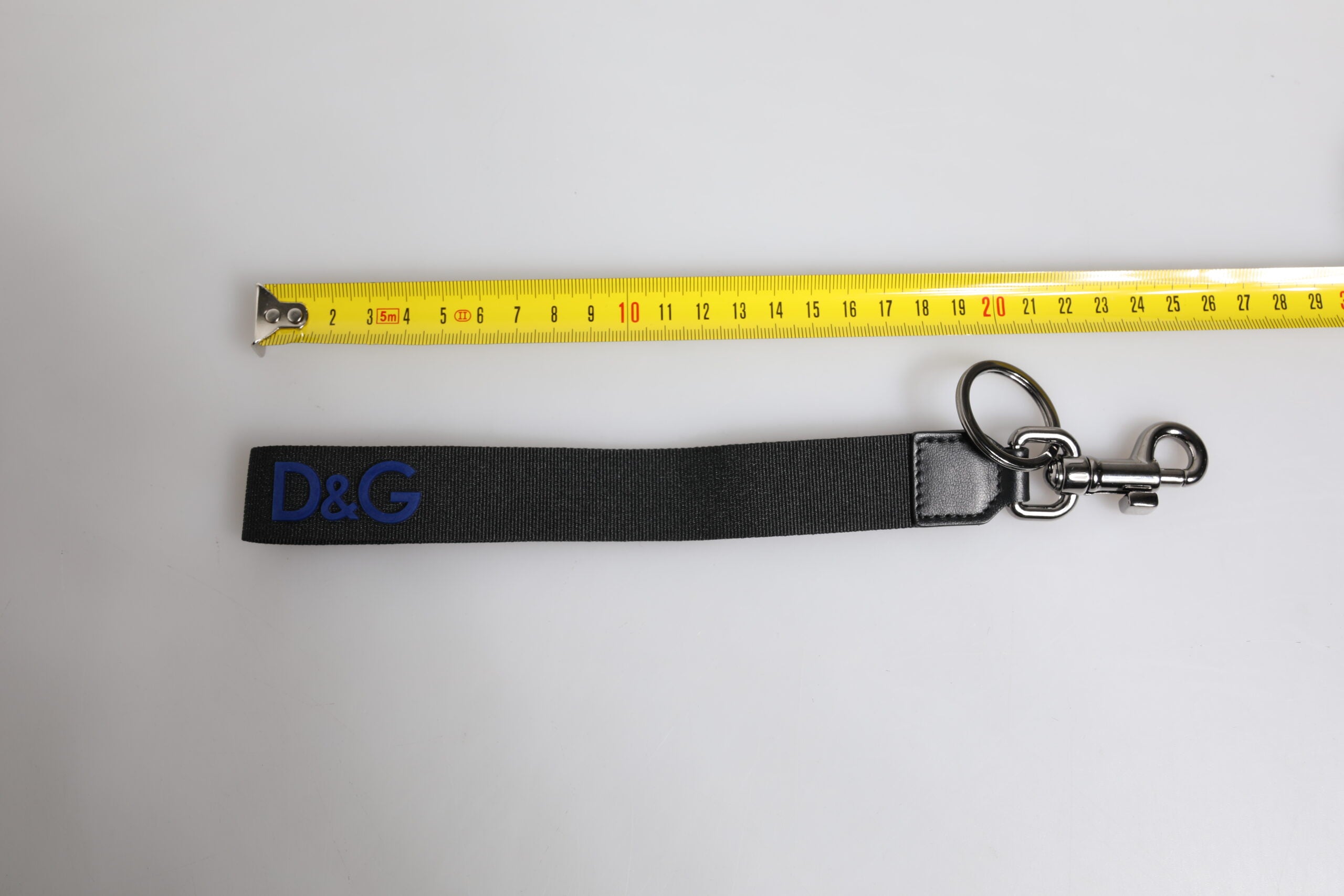 Dolce & Gabbana Schwarzes Logo Nylon Silber Messing Männer Halter Schlüsselanhänger Schlüsselanhänger