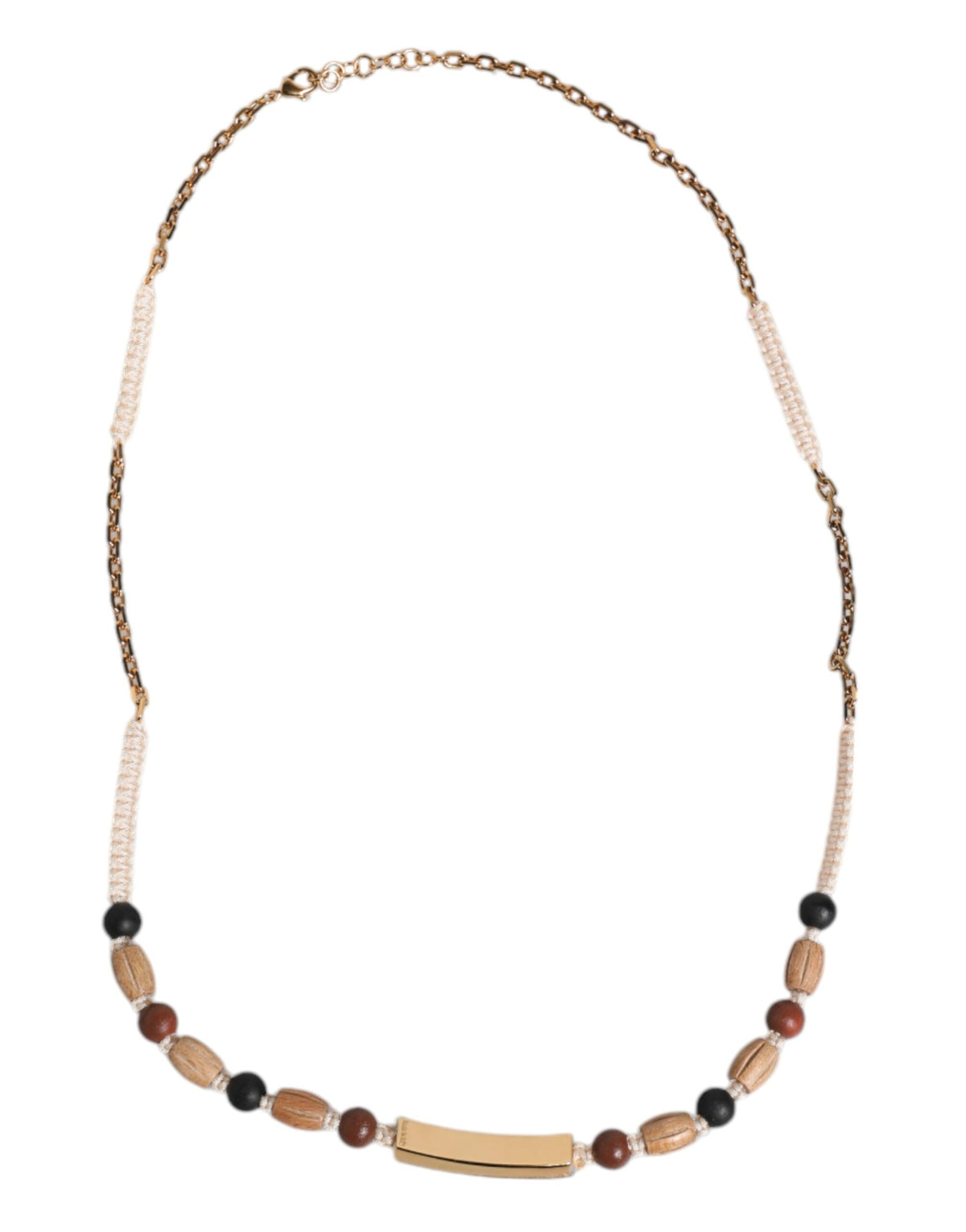 Dolce & Gabbana Zwart Gouden Houten Kralen Logohanger Ketting
