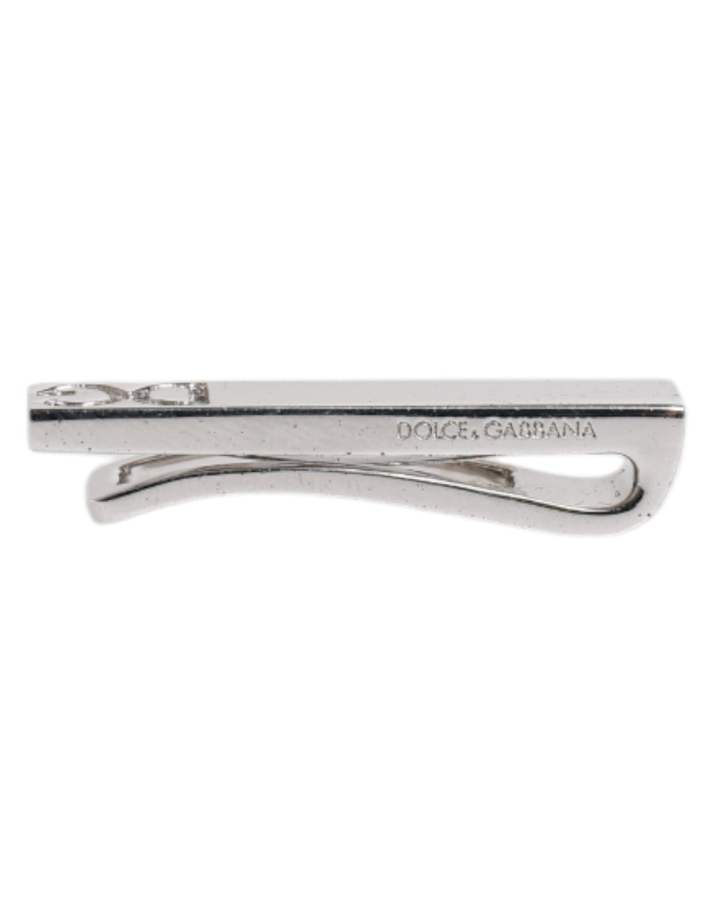 Dolce & Gabbana Silberfarbenes Messing Logo Krawattenklammer Bar