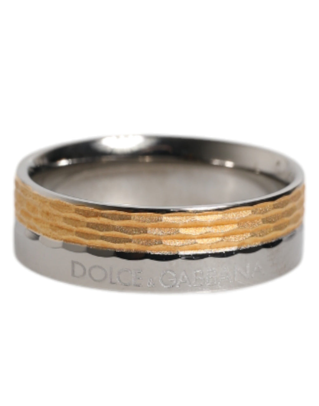 Dolce & Gabbana Gouden Zilverkleurige Echte Messing DG Logo Ring
