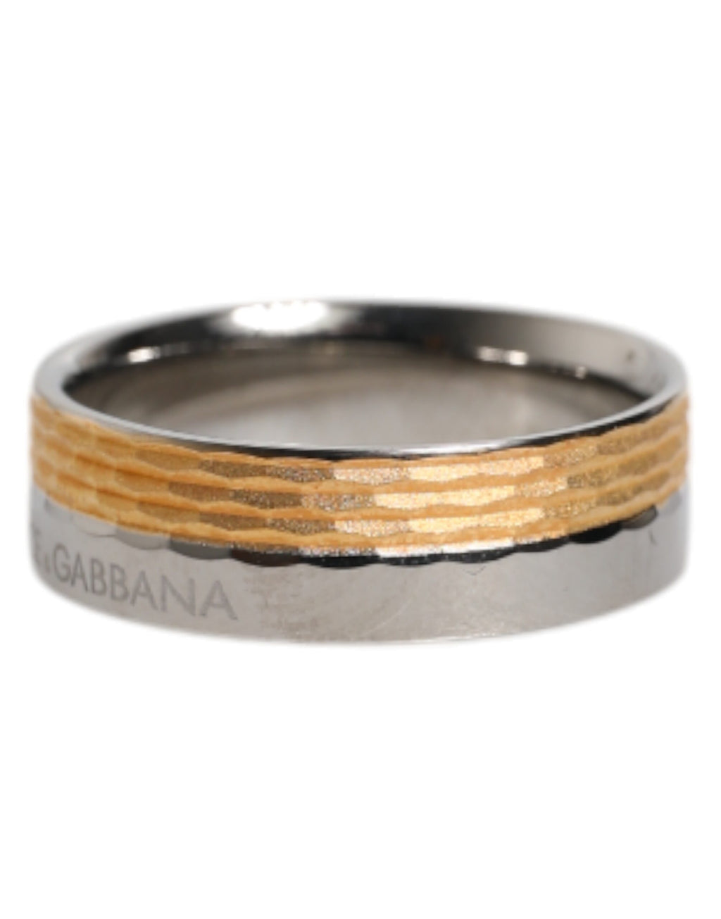 Dolce & Gabbana Gouden Zilverkleurige Echte Messing DG Logo Ring