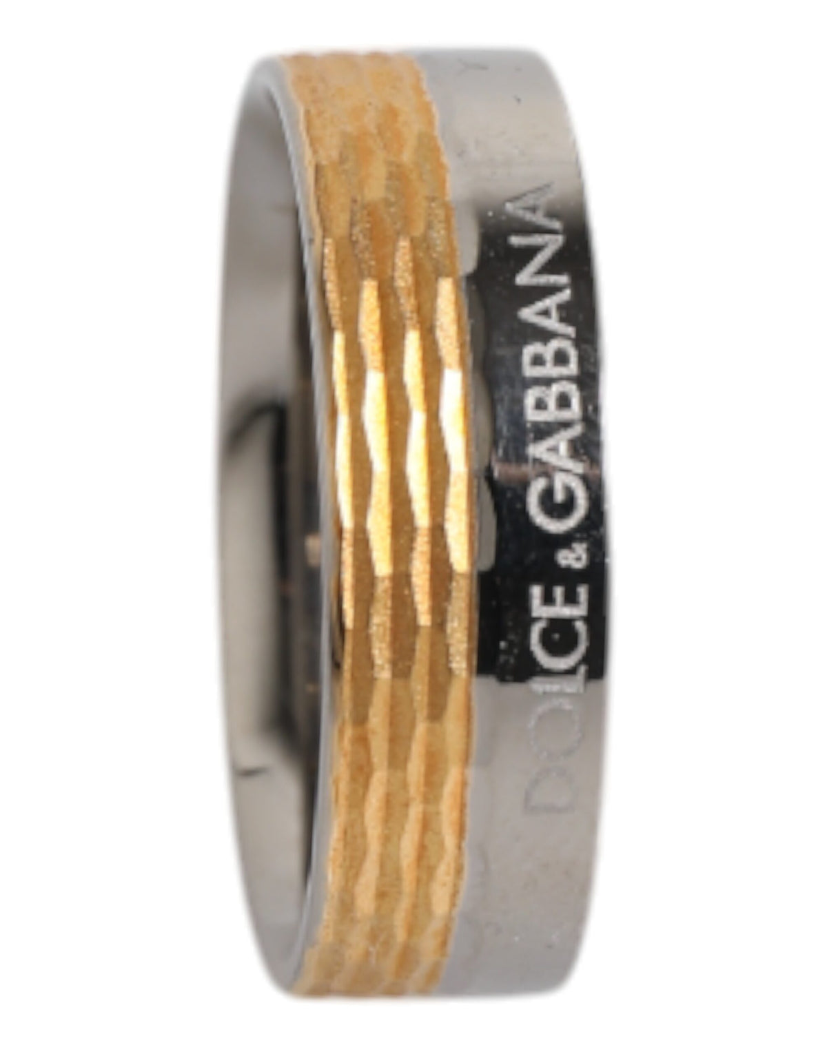 Dolce & Gabbana Gouden Zilverkleurige Echte Messing DG Logo Ring