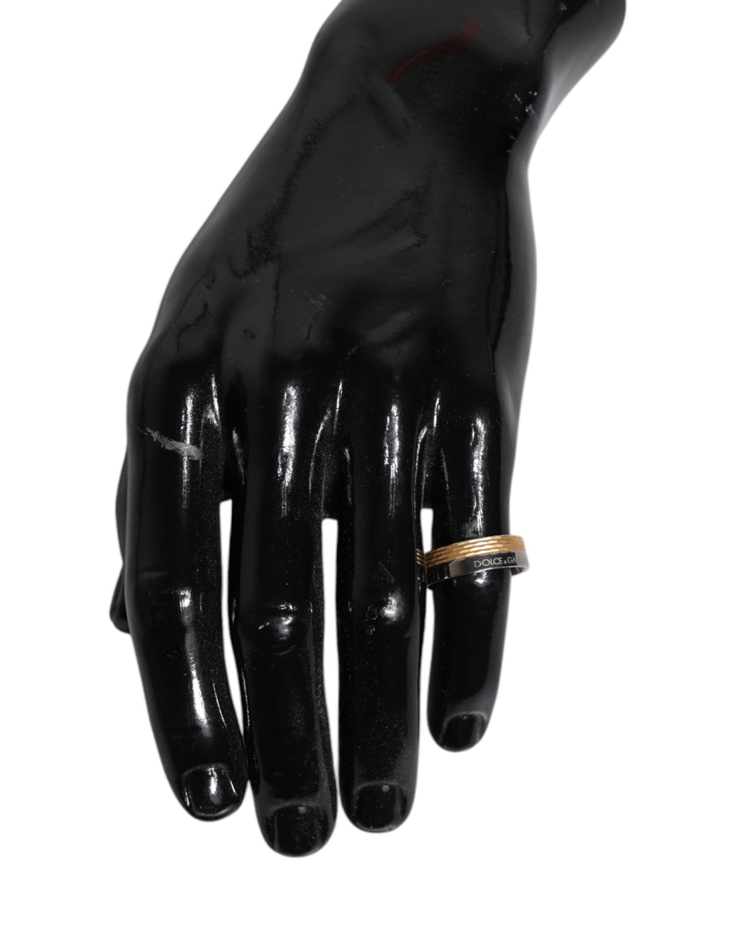 Dolce & Gabbana Gouden Zilverkleurige Echte Messing DG Logo Ring