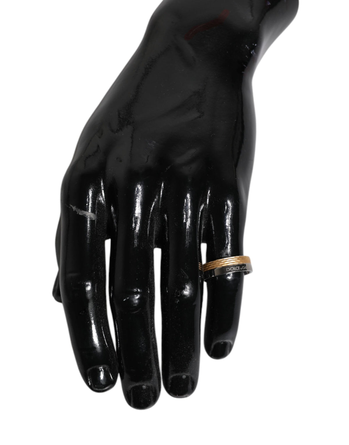 Dolce & Gabbana Gouden Zilverkleurige Echte Messing DG Logo Ring