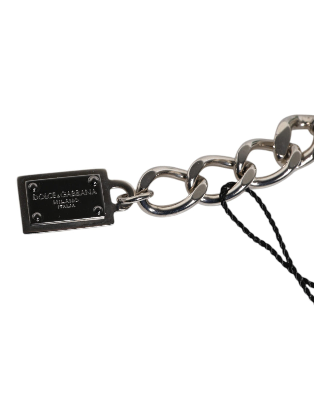 Dolce & Gabbana Silber-Ton Messing Perle Würfel Logo verschönern Charm-Armband