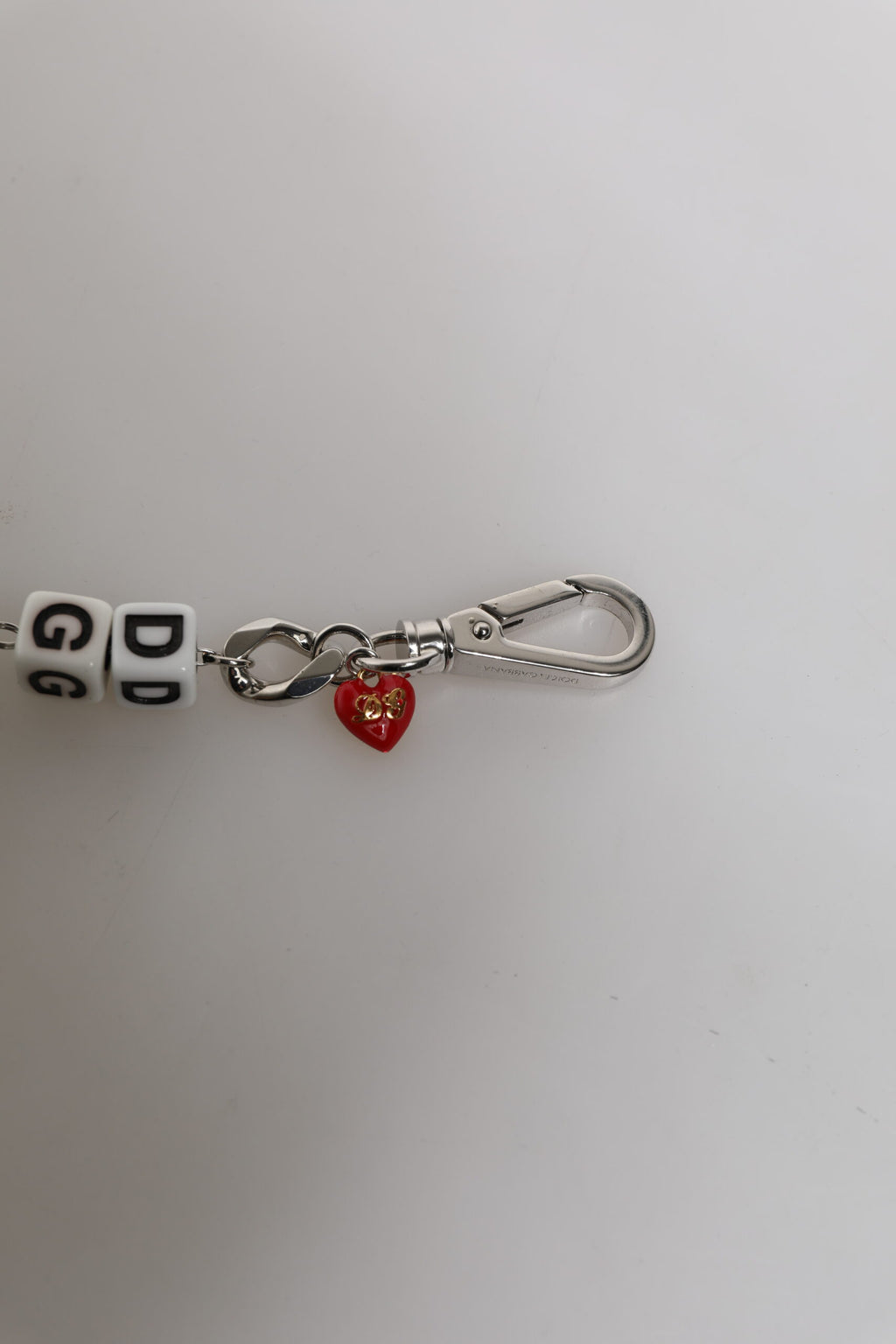 Dolce & Gabbana Silber-Ton Messing Perle Würfel Logo verschönern Charm-Armband