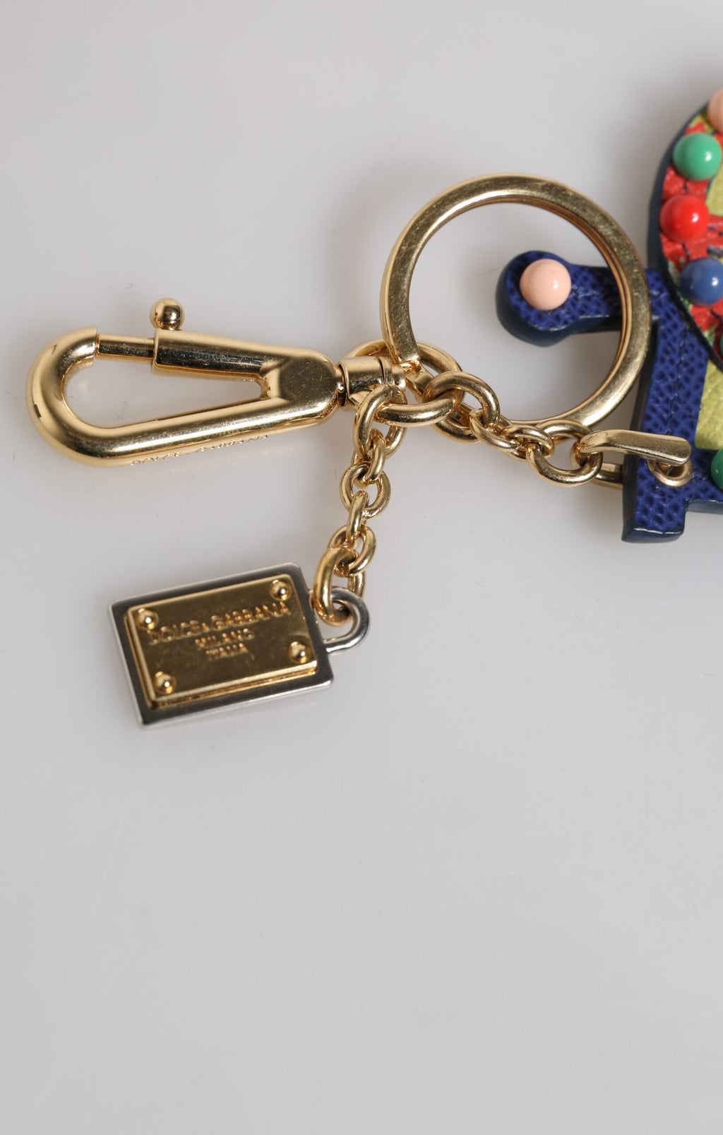 Dolce & Gabbana Multicolor Gold Ton Carretto Schlüsselanhänger Schlüsselring