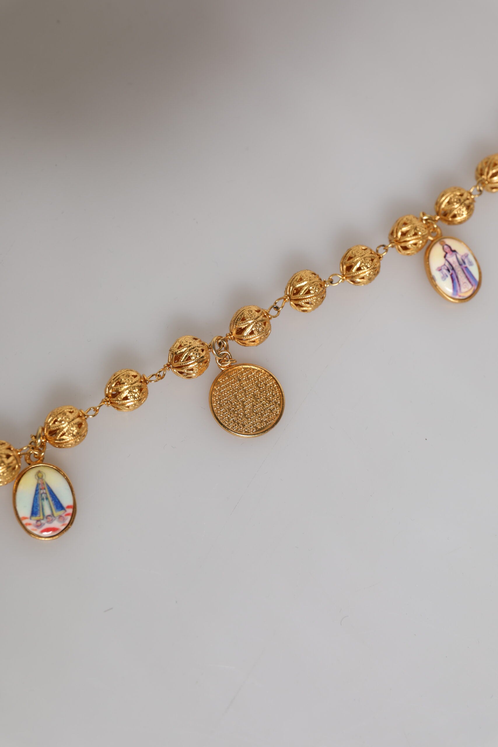 Dolce & Gabbana Goldfarbene Kette Messing Perlen Statement Sizilien Halskette