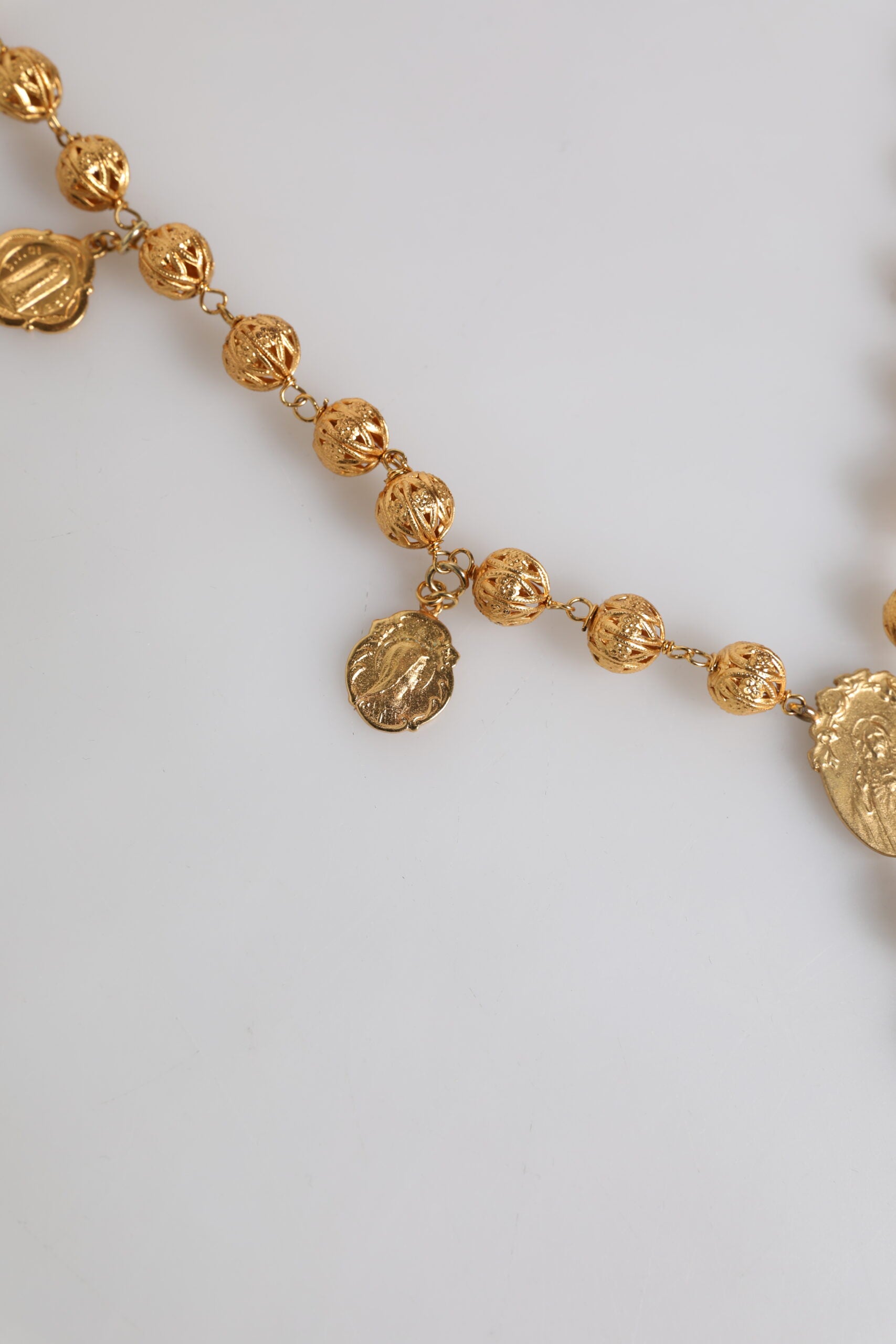 Dolce & Gabbana Goldfarbene Kette Messing Perlen Statement Sizilien Halskette