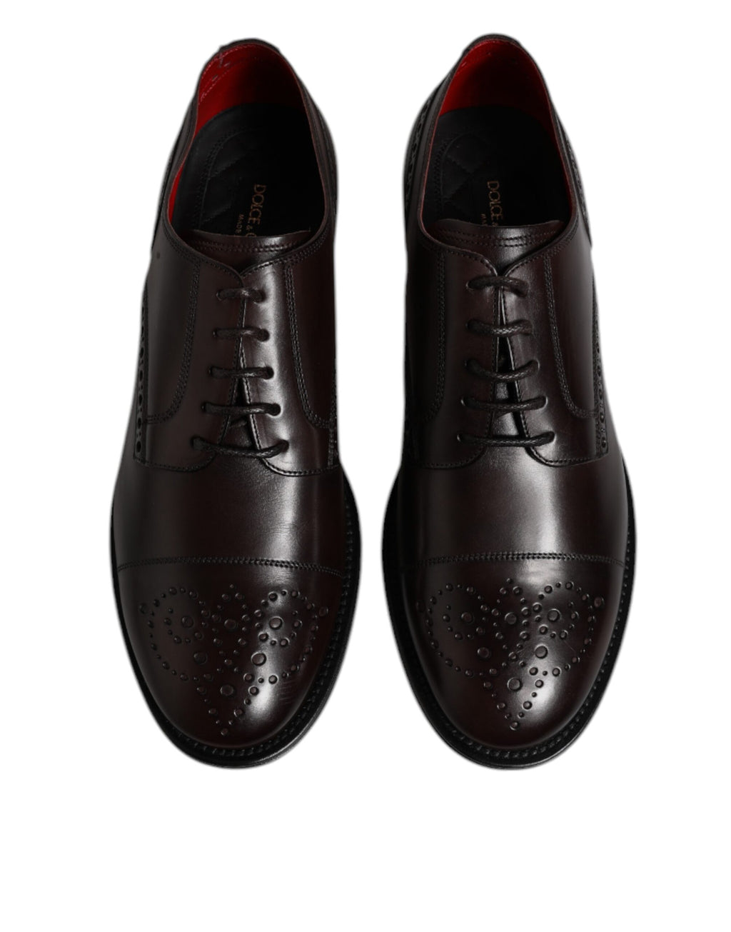 Dolce & Gabbana Maroon Kalbsleder Derby Herren Anzugschuhe