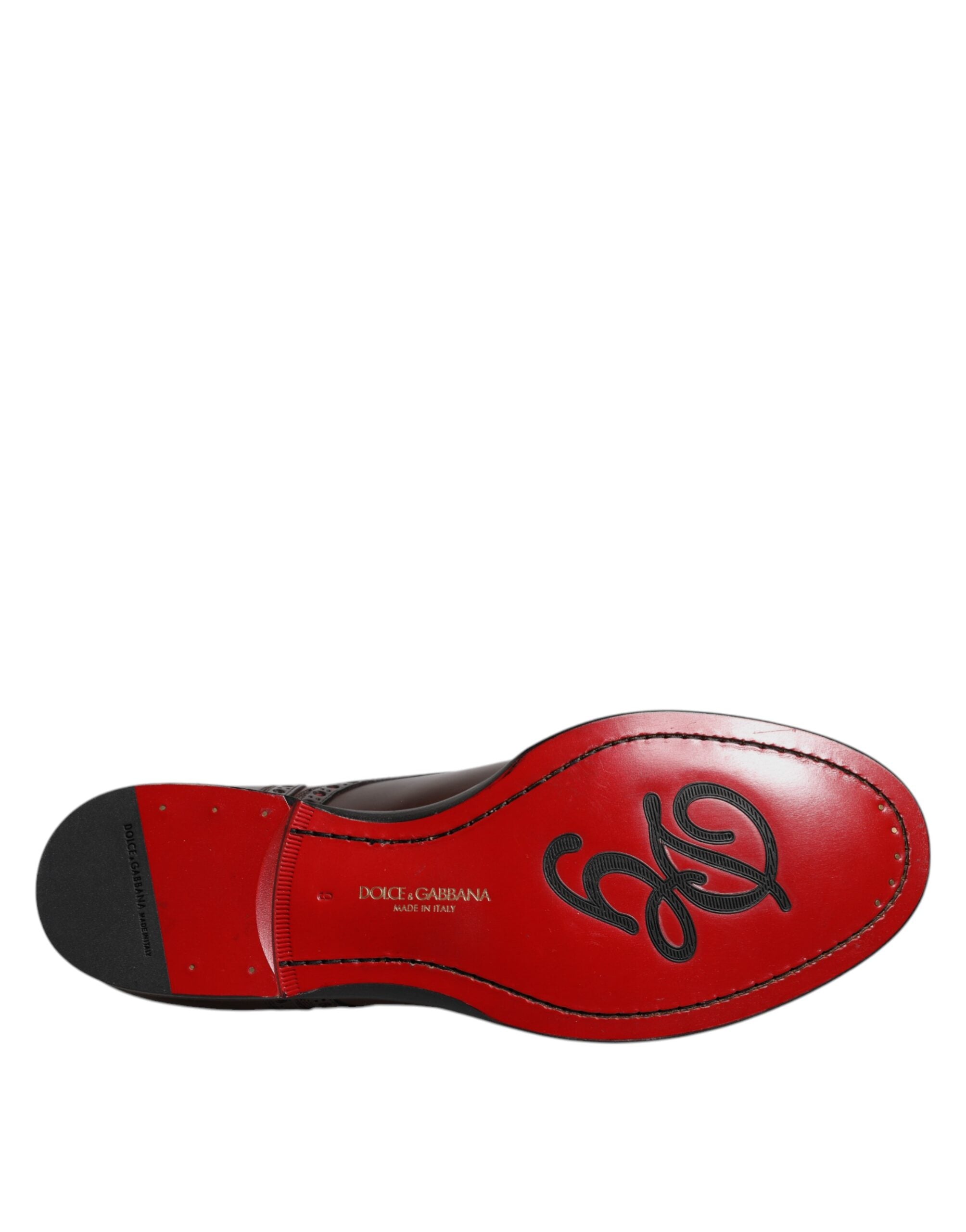 Dolce & Gabbana Maroon Kalbsleder Derby Herren Anzugschuhe