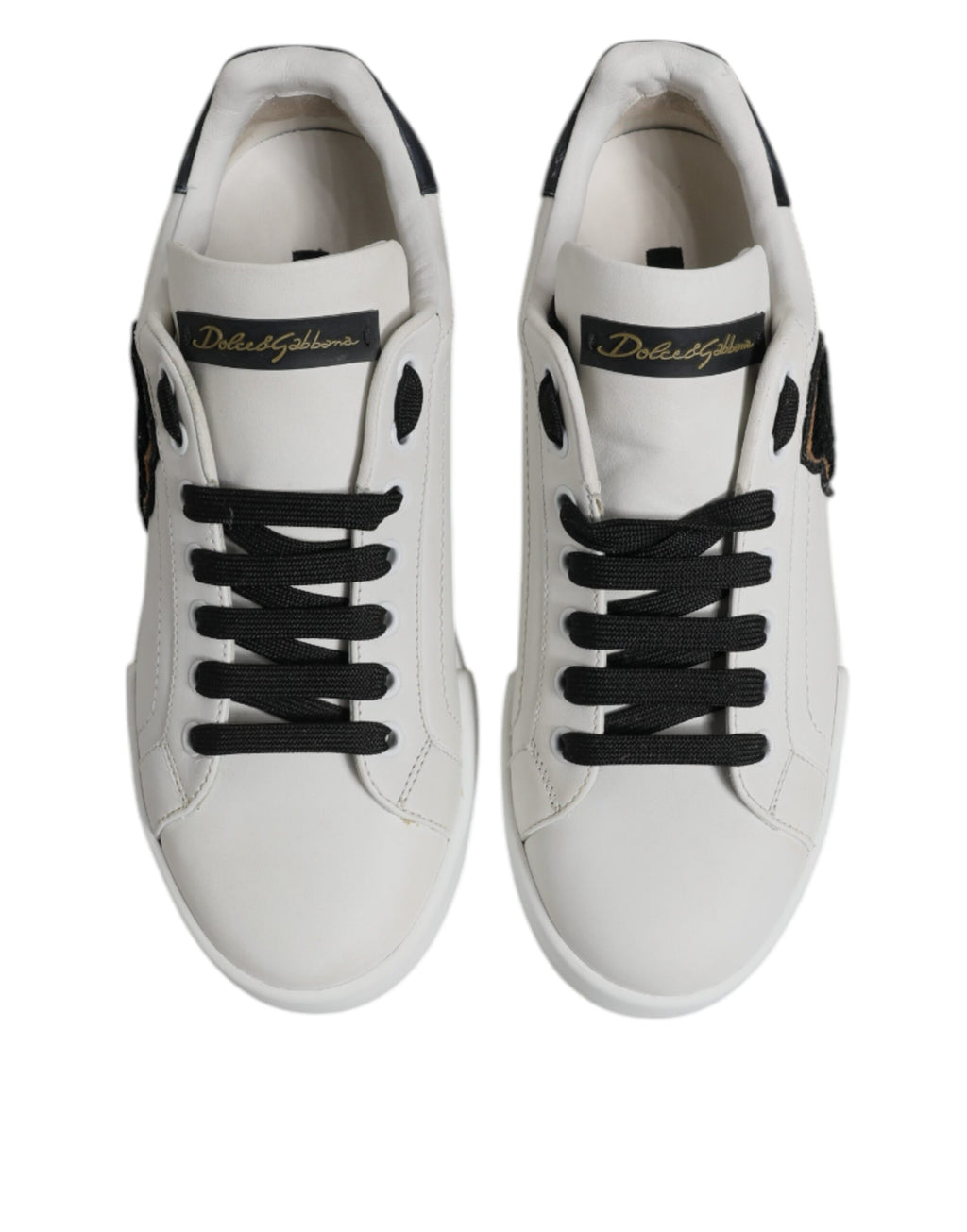 Dolce & Gabbana Weißes Leder DG Logo Low Top Sneakers Schuhe