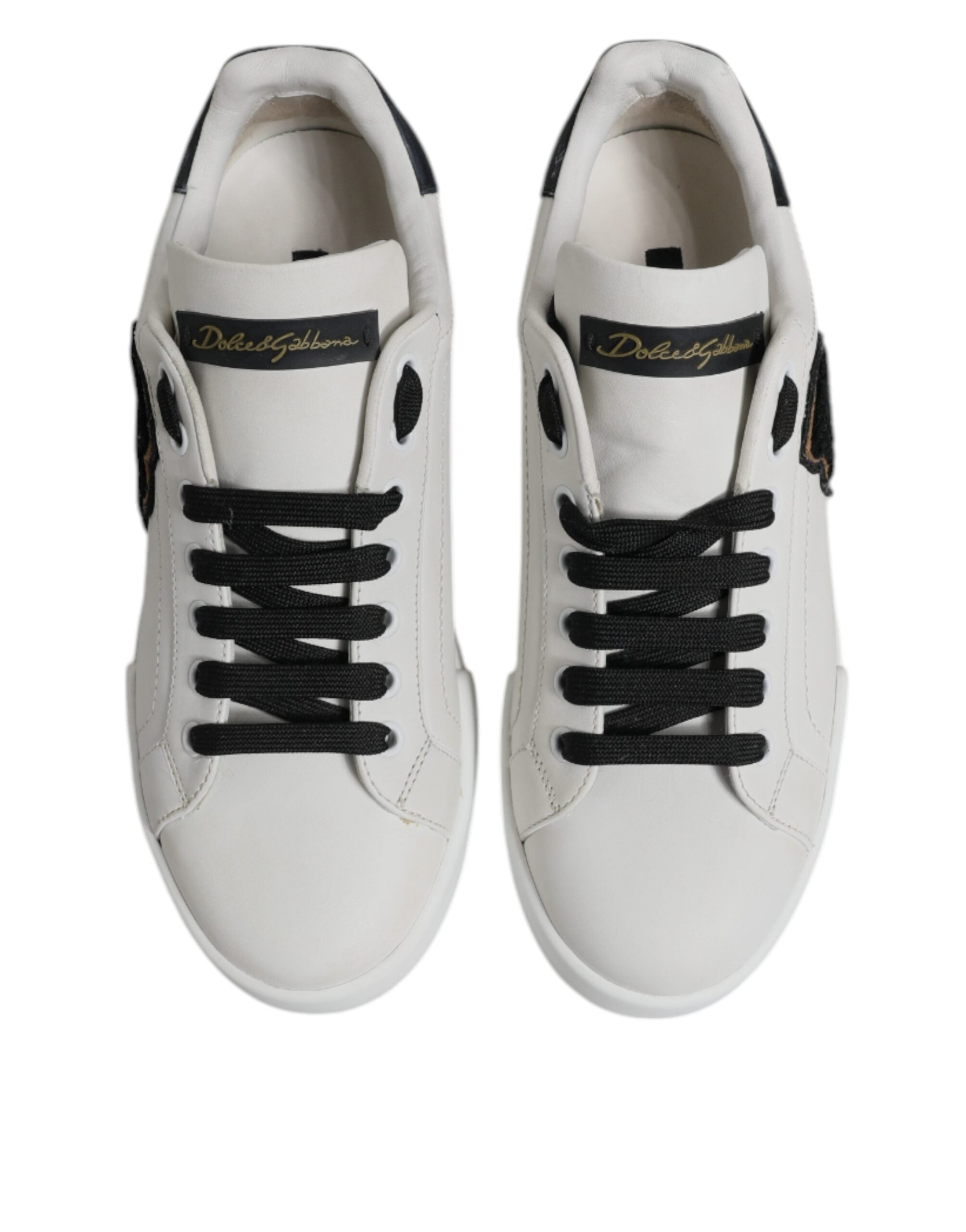 Dolce & Gabbana Weißes Leder DG Logo Low Top Sneakers Schuhe