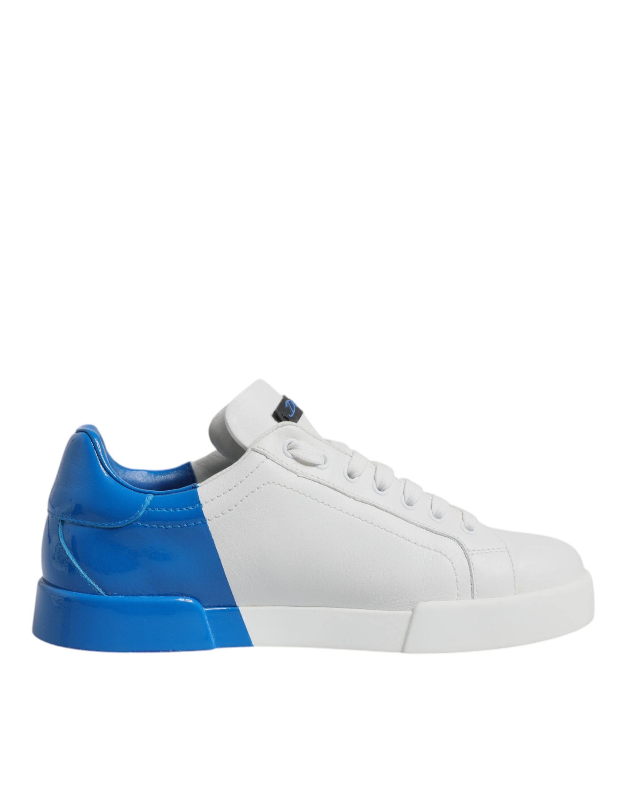 Dolce & Gabbana Weiß Blau Leder Logo Low Top Sneakers Schuhe