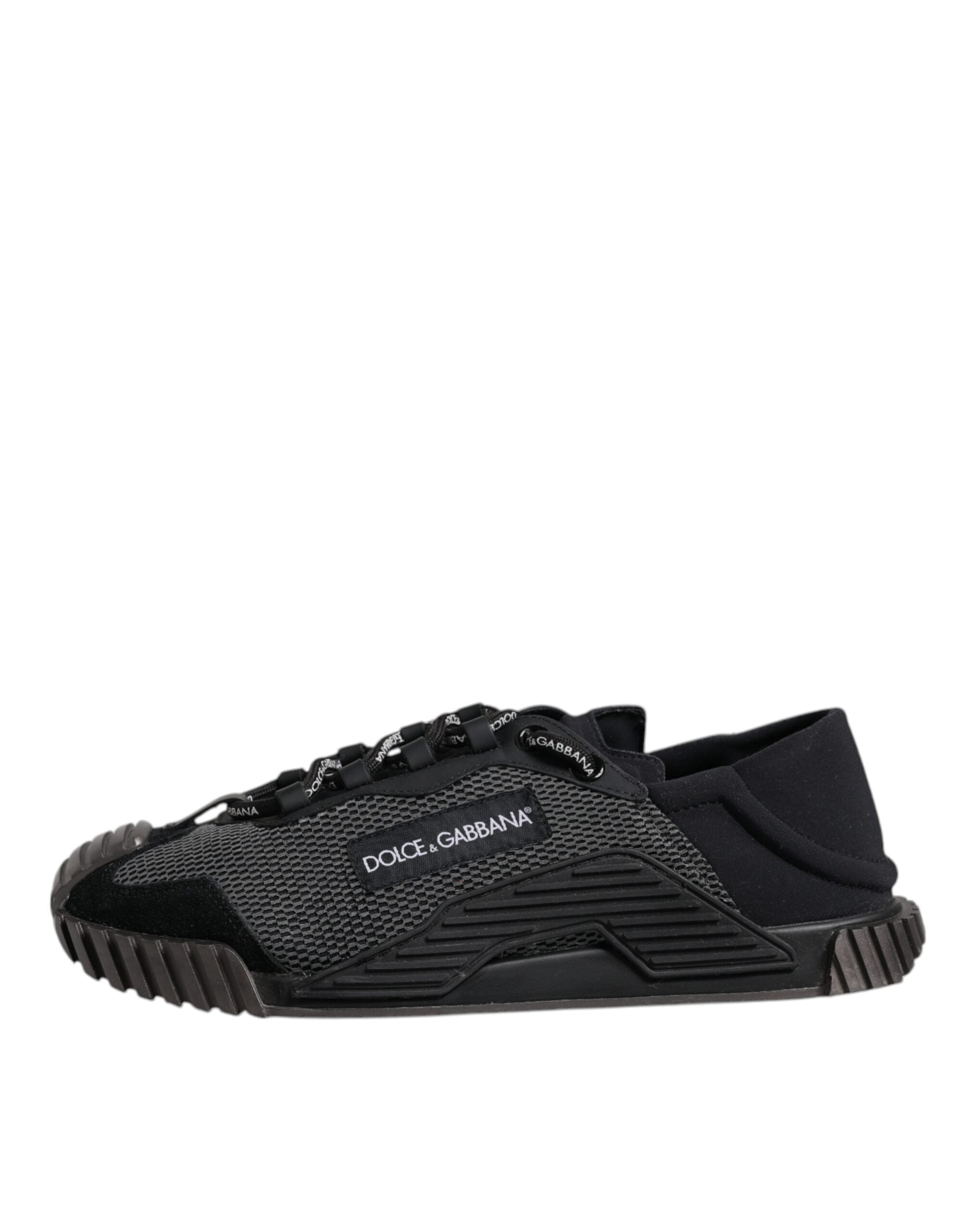 Dolce & Gabbana Schwarz Silber Logo Low Top Männer Turnschuhe Schuhe