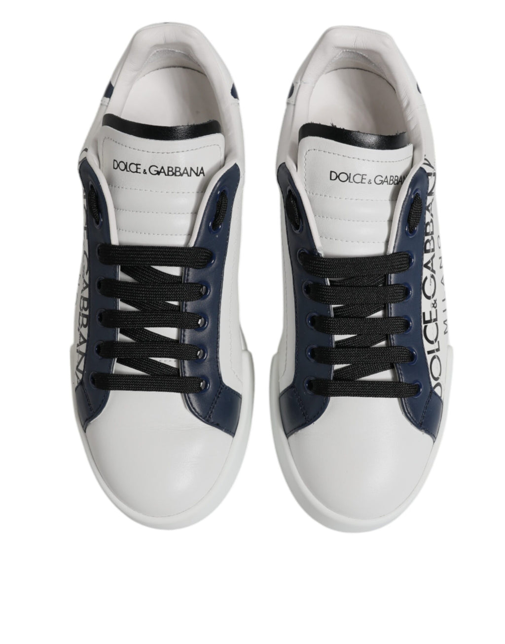 Dolce & Gabbana Weiß Blau Crown Low Top Männer Turnschuhe Schuhe