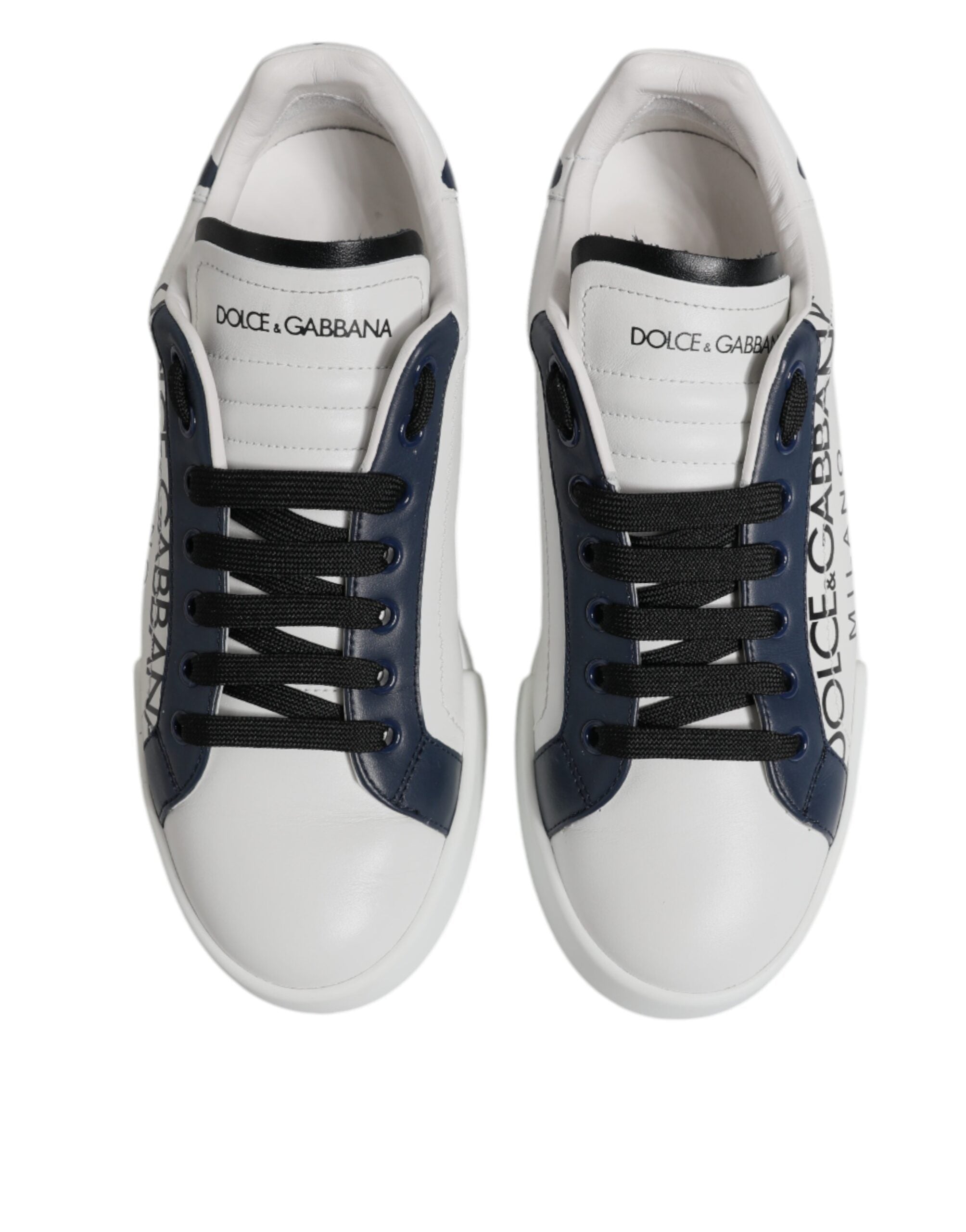 Dolce & Gabbana Weiß Blau Crown Low Top Männer Turnschuhe Schuhe