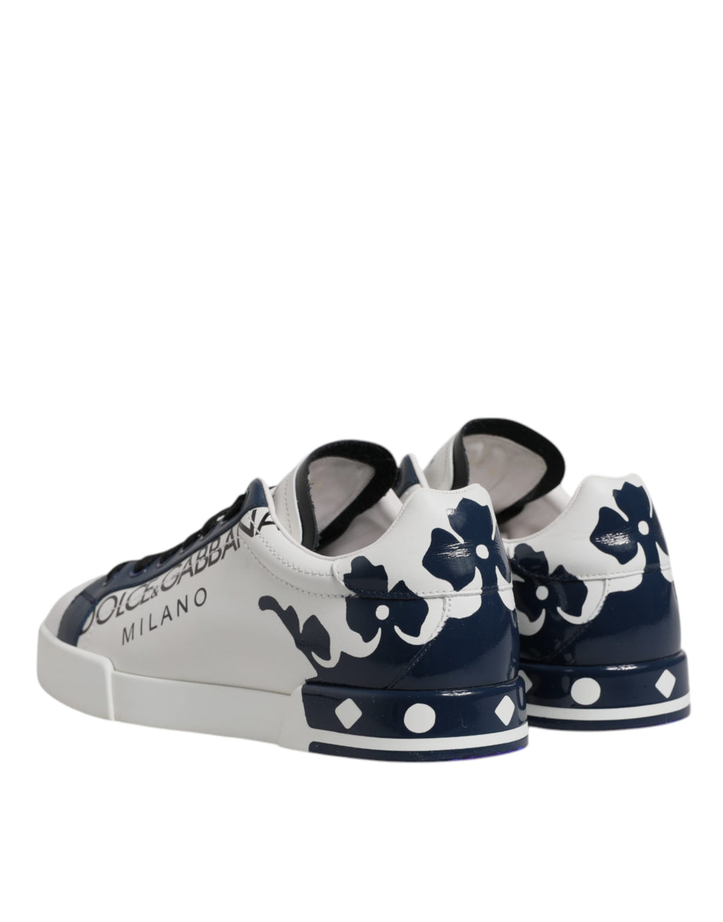 Dolce & Gabbana Weiß Blau Crown Low Top Männer Turnschuhe Schuhe
