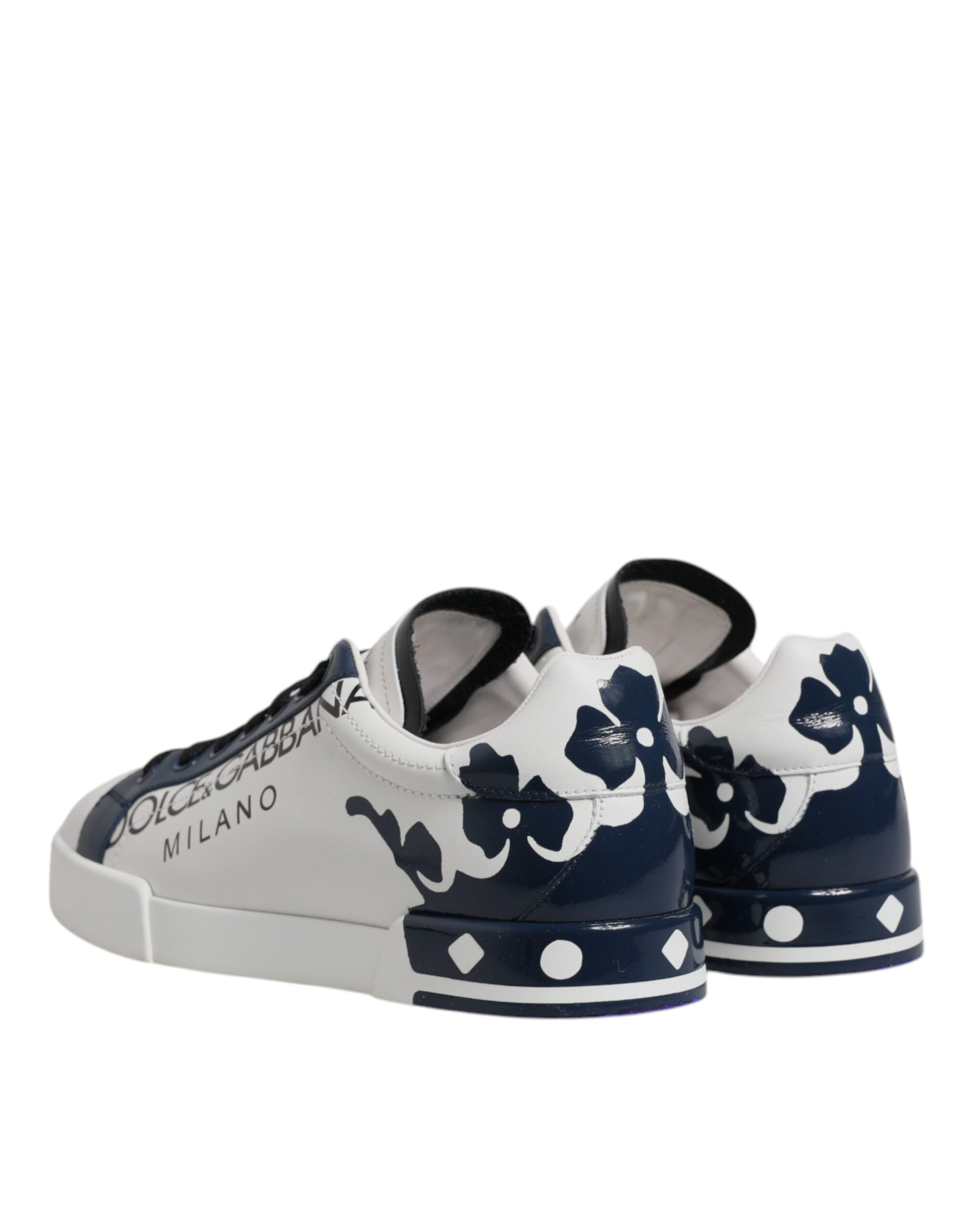 Dolce & Gabbana Weiß Blau Crown Low Top Männer Turnschuhe Schuhe