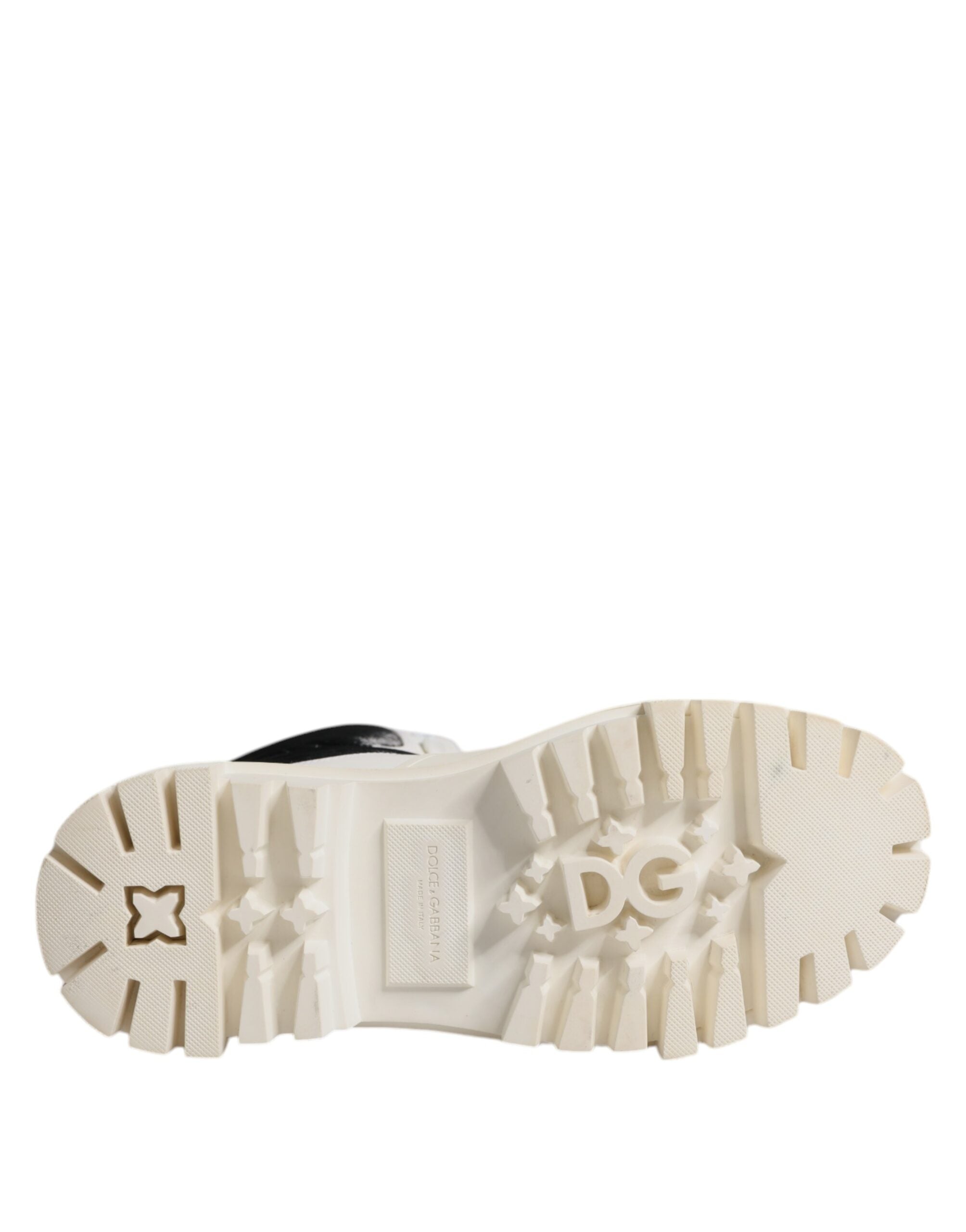 Dolce & Gabbana Weiße gepolsterte Mid Calf Lace Up Stiefel Schuhe