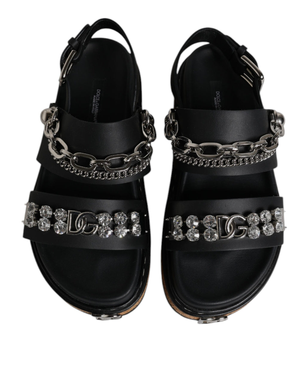 Dolce & Gabbana Schwarze Crystal Embellish Riemchensandalen Schuhe