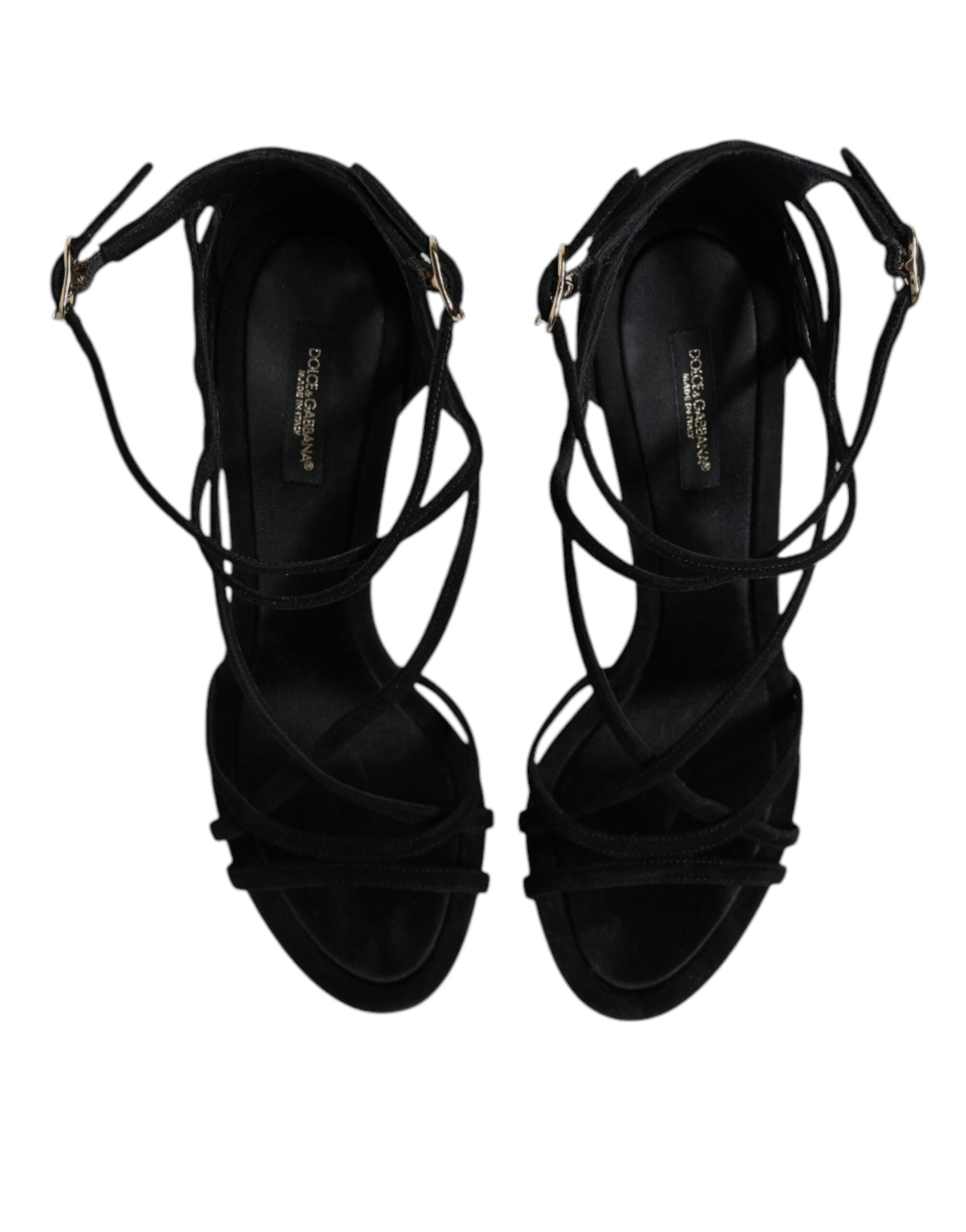 Dolce & Gabbana Schwarz Leder Stiletto Heels Sandalen Schuhe