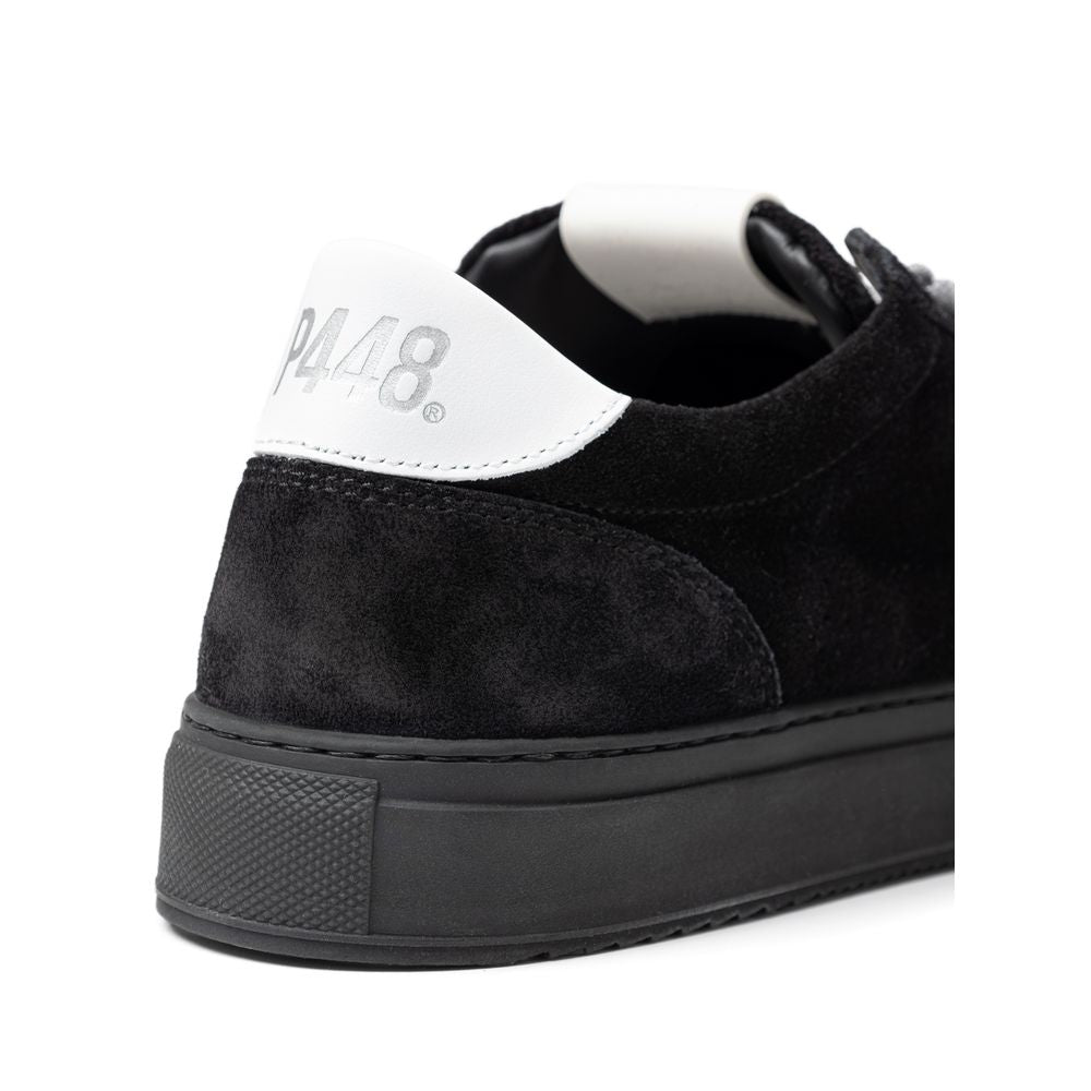P448 Schwarze Wildleder-Sneaker aus Leder