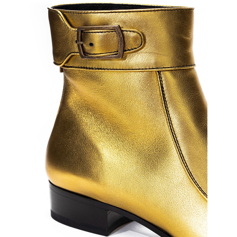 Saint Laurent Goldene Leder-Stiefeletten