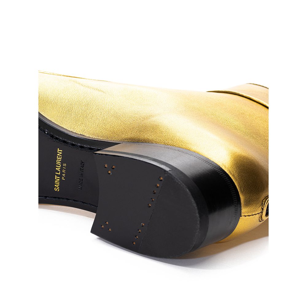 Saint Laurent Goldene Leder-Stiefeletten