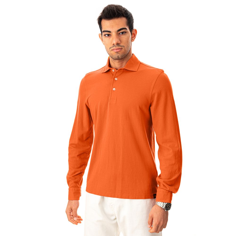 Gran Sasso Elegantes orangefarbenes Baumwoll-Polo für Männer