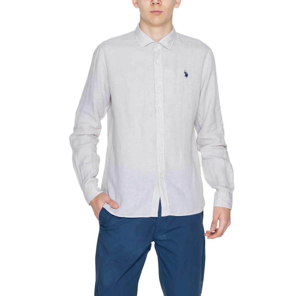 U.S. POLO ASSN. Beigefarbenes Leinenhemd