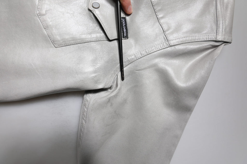 Dolce & Gabbana Metallisch graues Baumwollhemd mit Knopfleiste