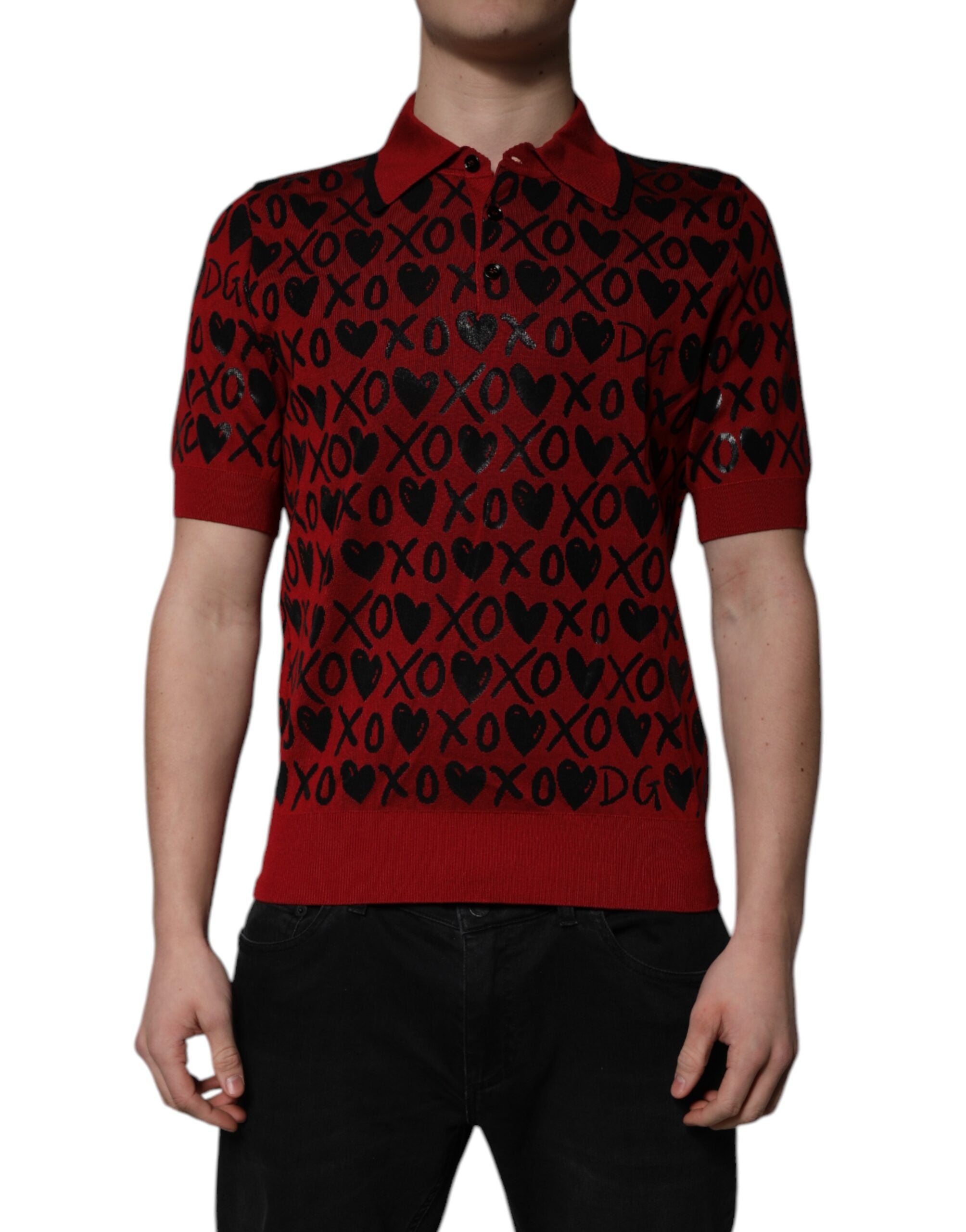 Dolce & Gabbana Rotes Baumwoll-Polo-Shirt mit Kragen von XOXO