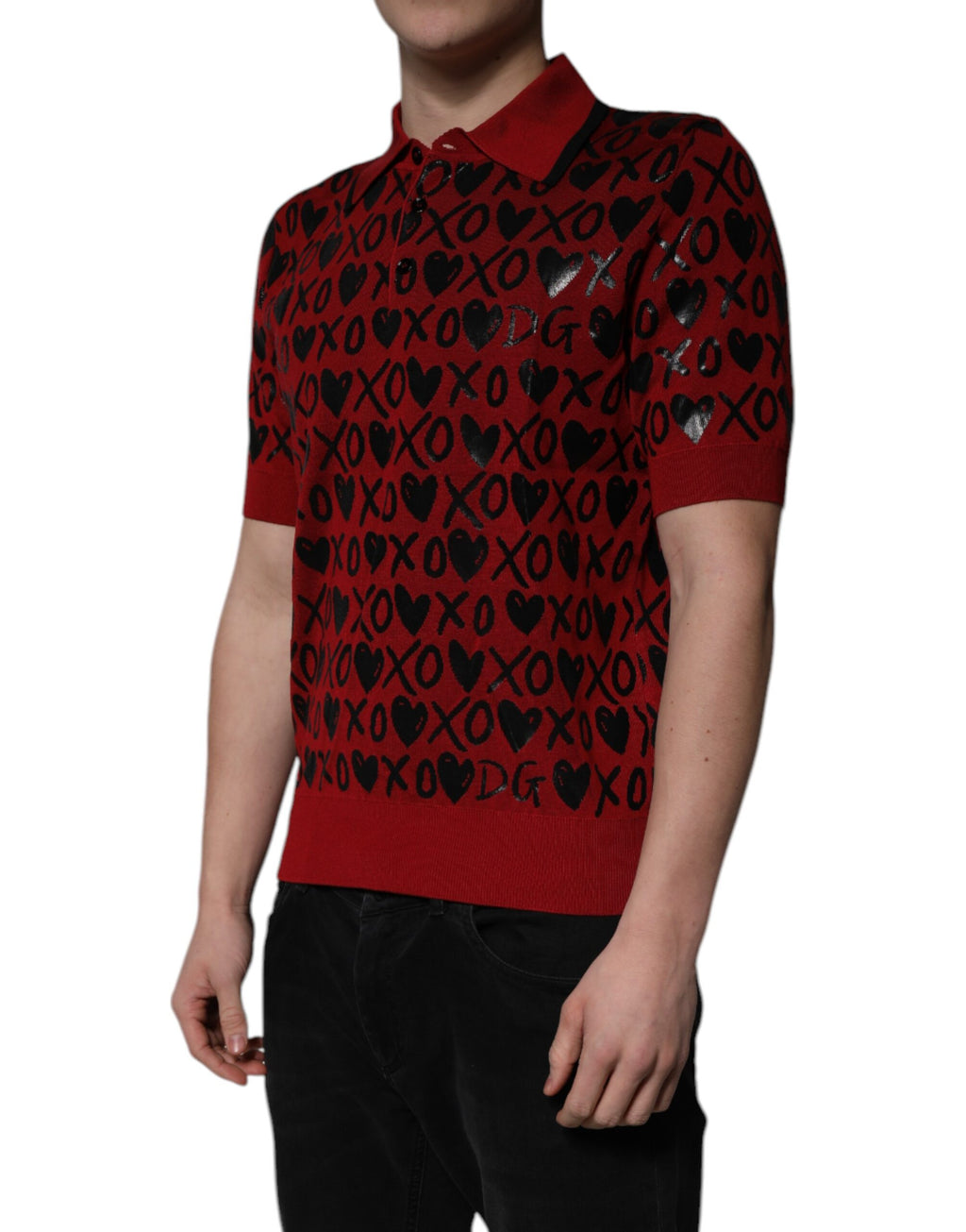 Dolce & Gabbana Rotes Baumwoll-Polo-Shirt mit Kragen von XOXO