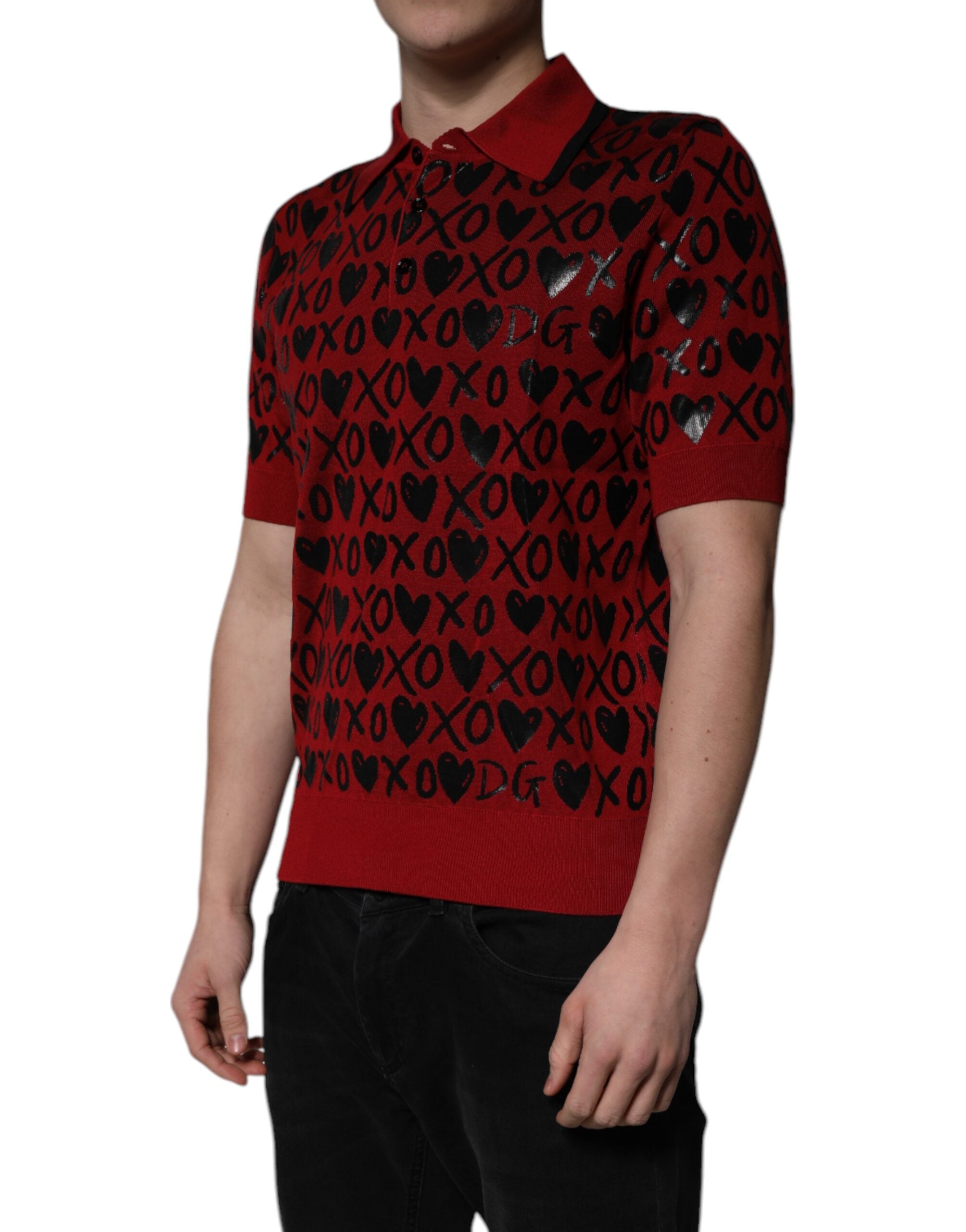 Dolce & Gabbana Rotes Baumwoll-Polo-Shirt mit Kragen von XOXO