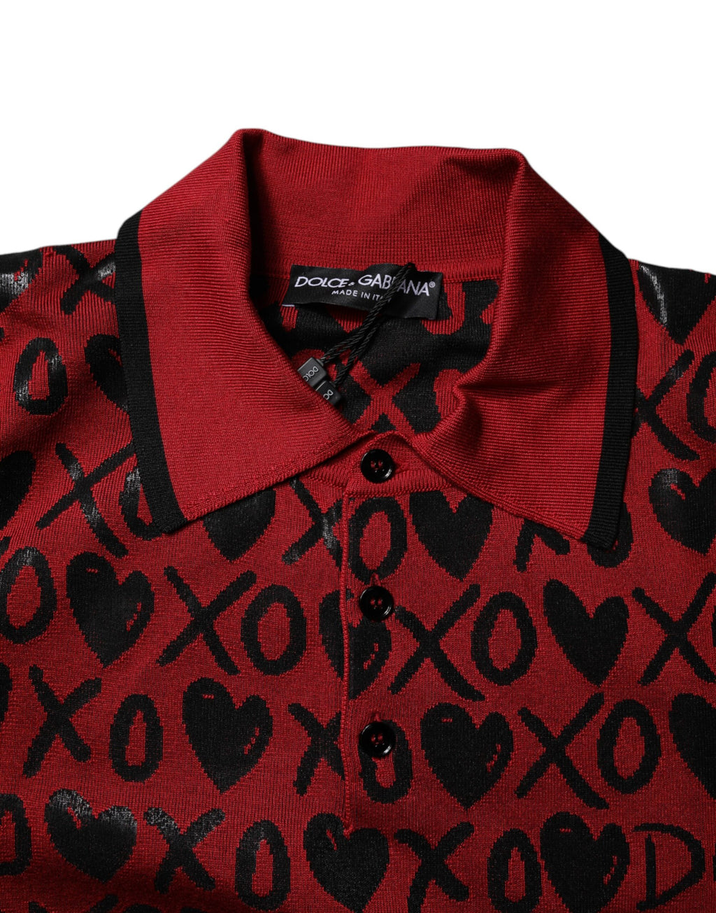 Dolce & Gabbana Rotes Baumwoll-Polo-Shirt mit Kragen von XOXO
