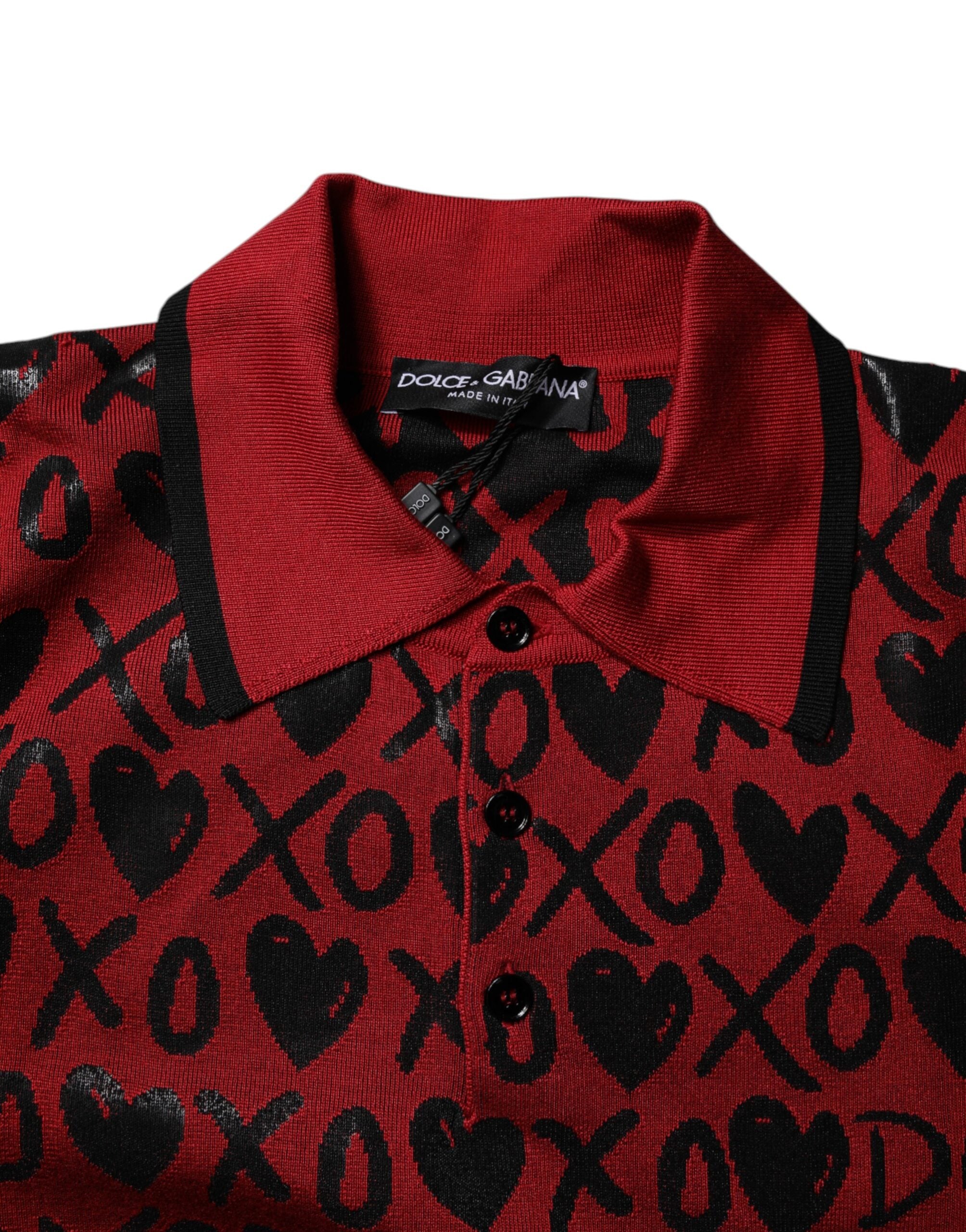 Dolce & Gabbana Rotes Baumwoll-Polo-Shirt mit Kragen von XOXO