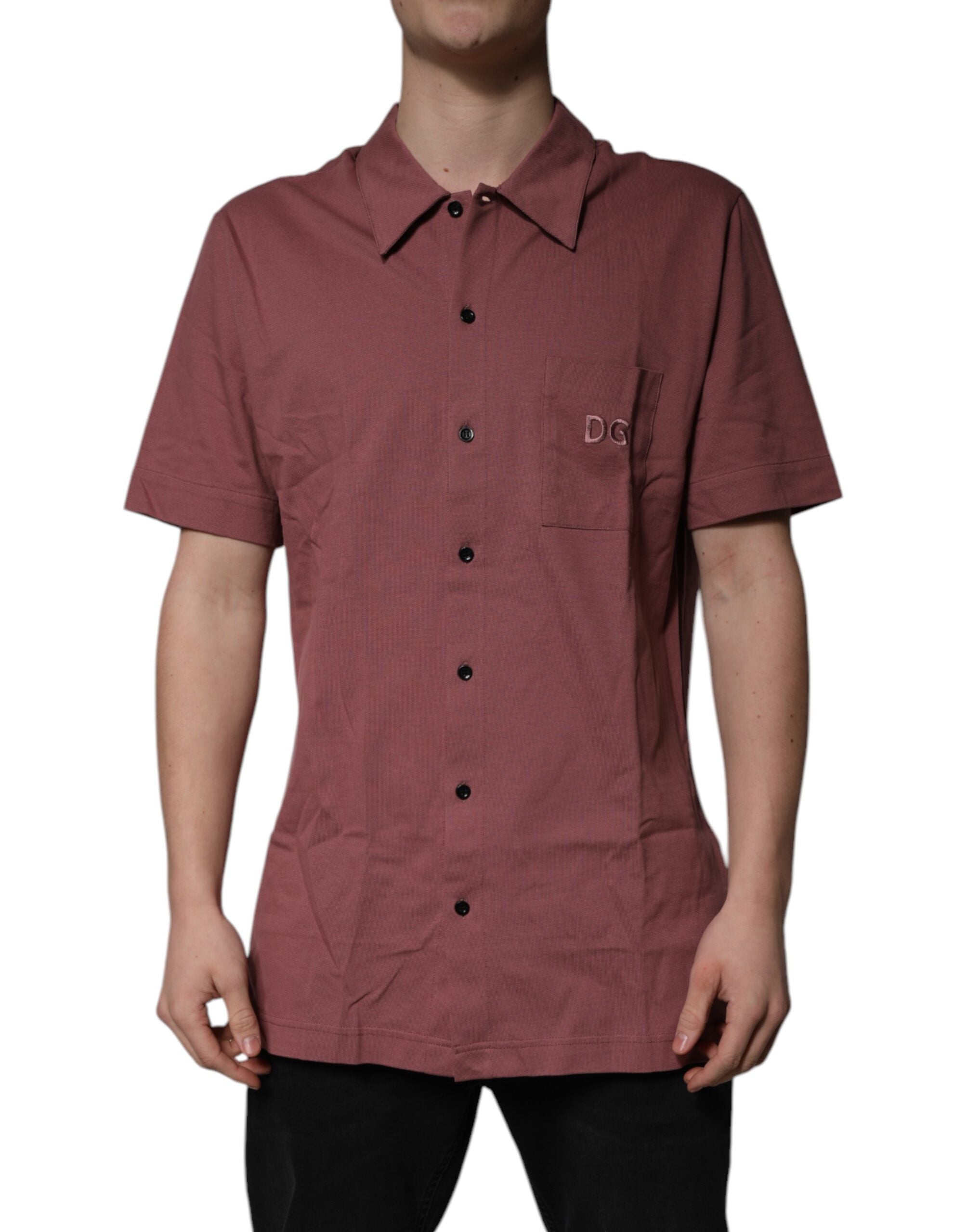 Dolce & Gabbana Dunkelrosa Button Down Casual Polohemd für Männer