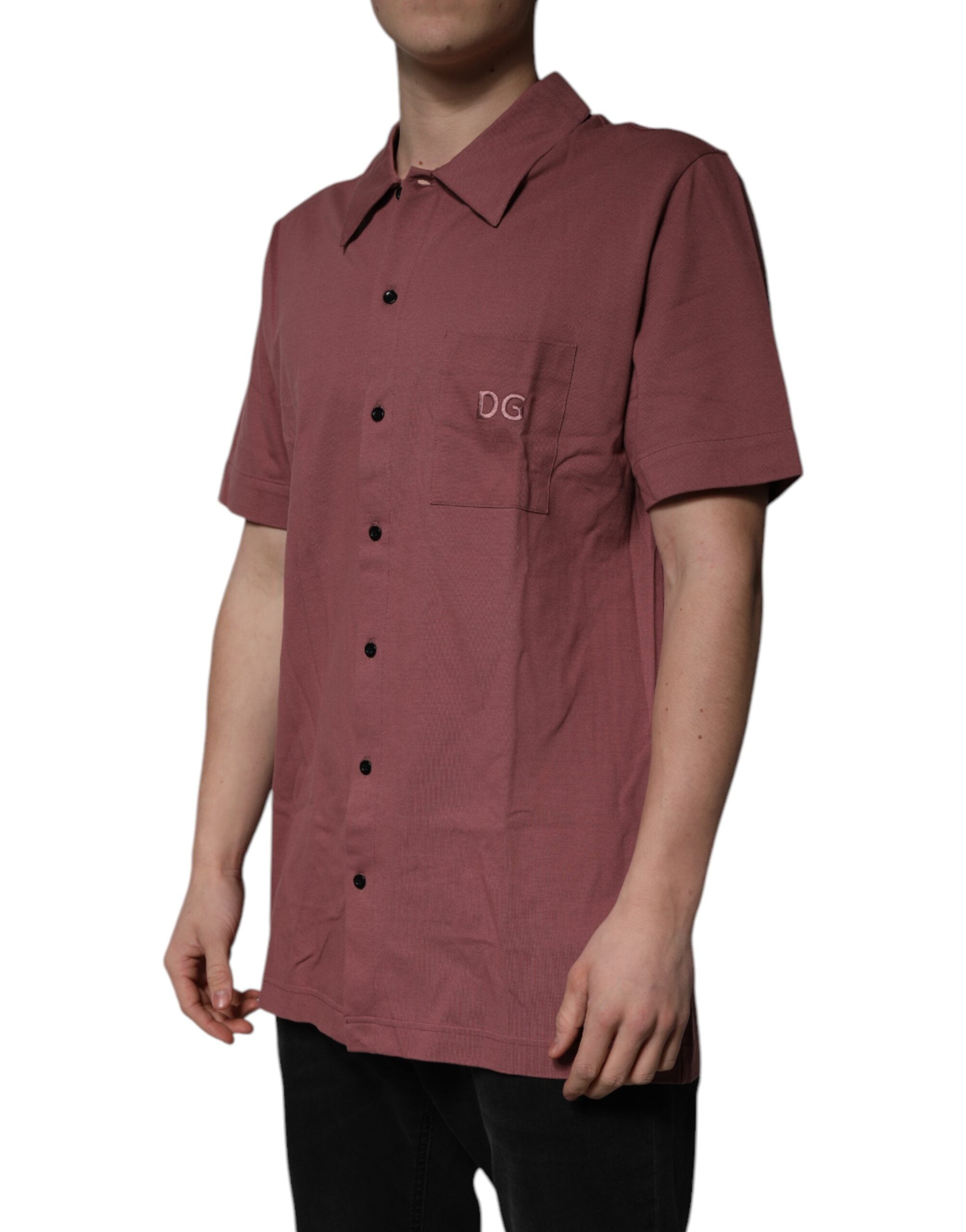 Dolce & Gabbana Dunkelrosa Button Down Casual Polohemd für Männer