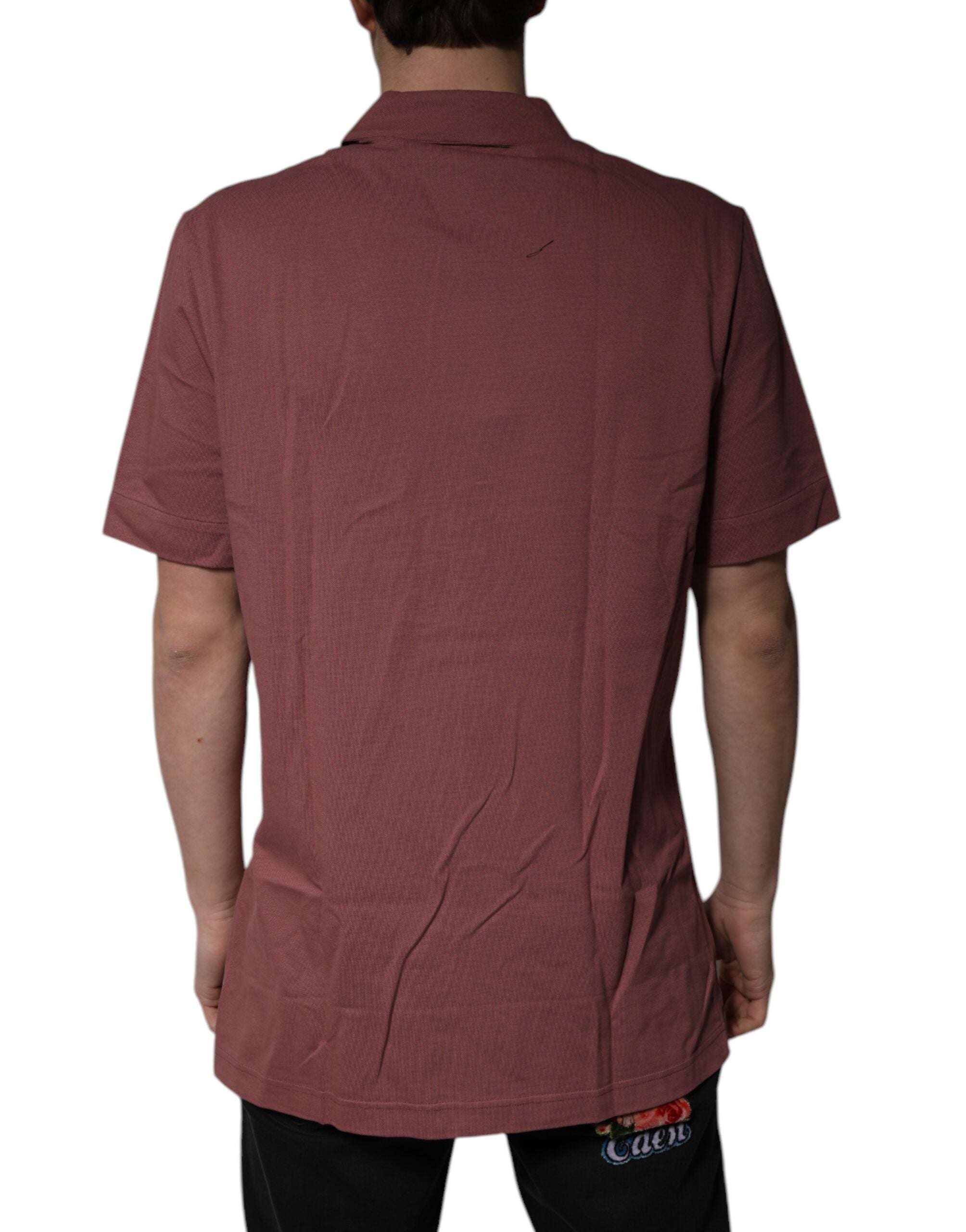 Dolce & Gabbana Dunkelrosa Button Down Casual Polohemd für Männer