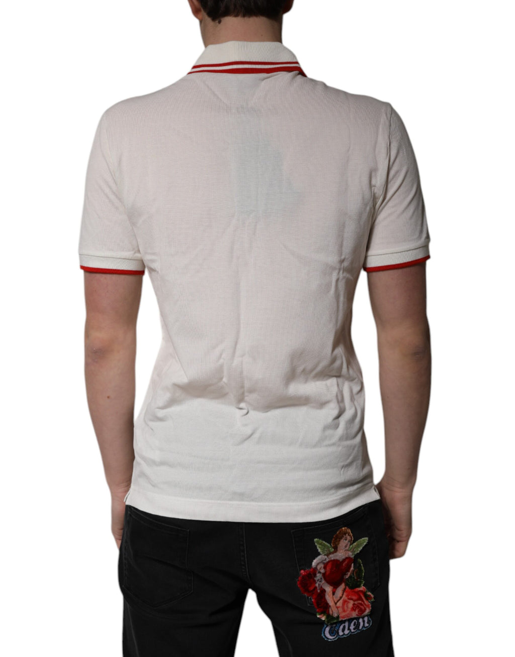 Dolce & Gabbana Weißes Baumwoll-Logo-Polo mit Kragen Herren-T-Shirt