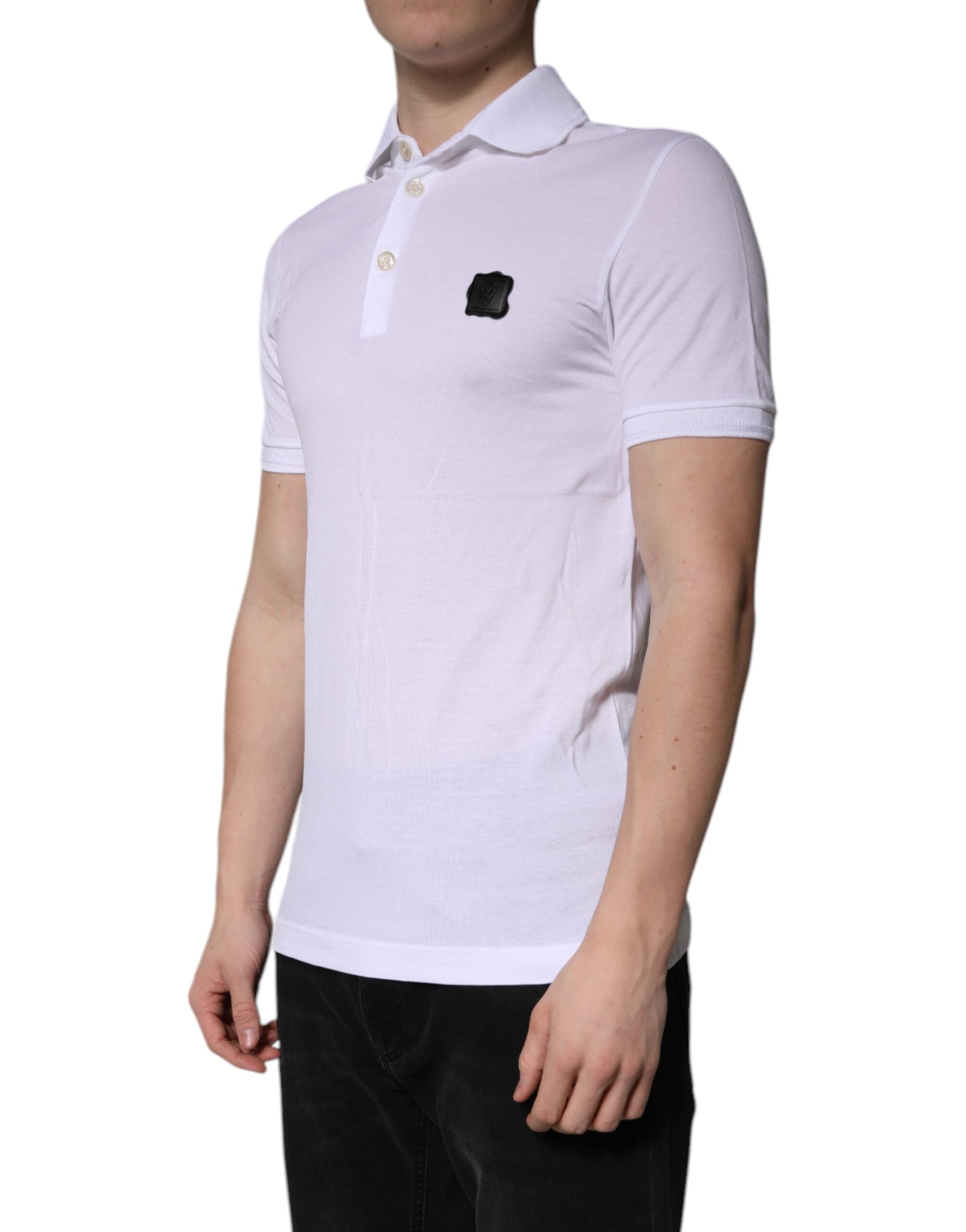 Dolce & Gabbana Weißes Logo-Polo-T-Shirt aus Baumwolle mit Kragen
