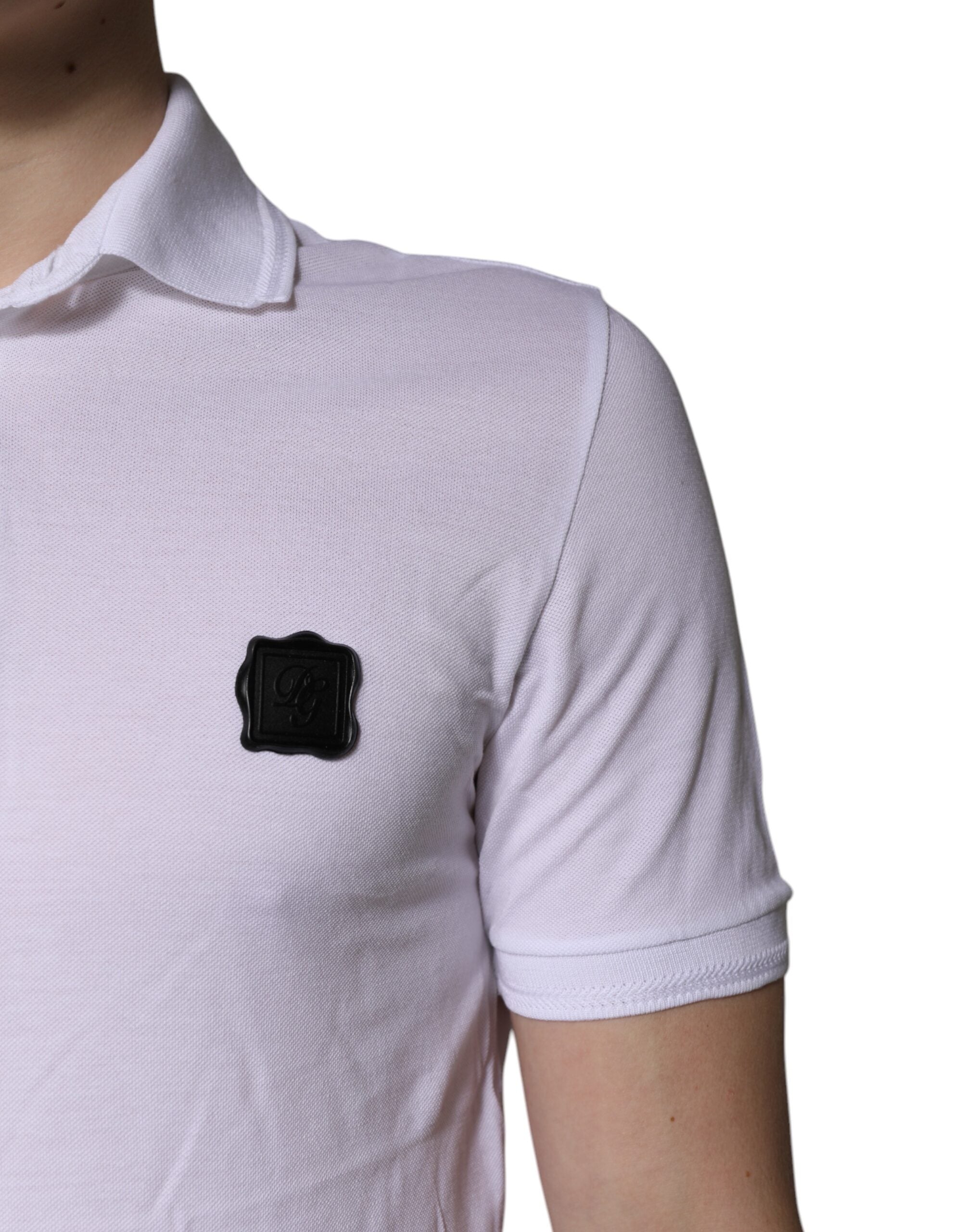 Dolce & Gabbana Weißes Logo-Polo-T-Shirt aus Baumwolle mit Kragen
