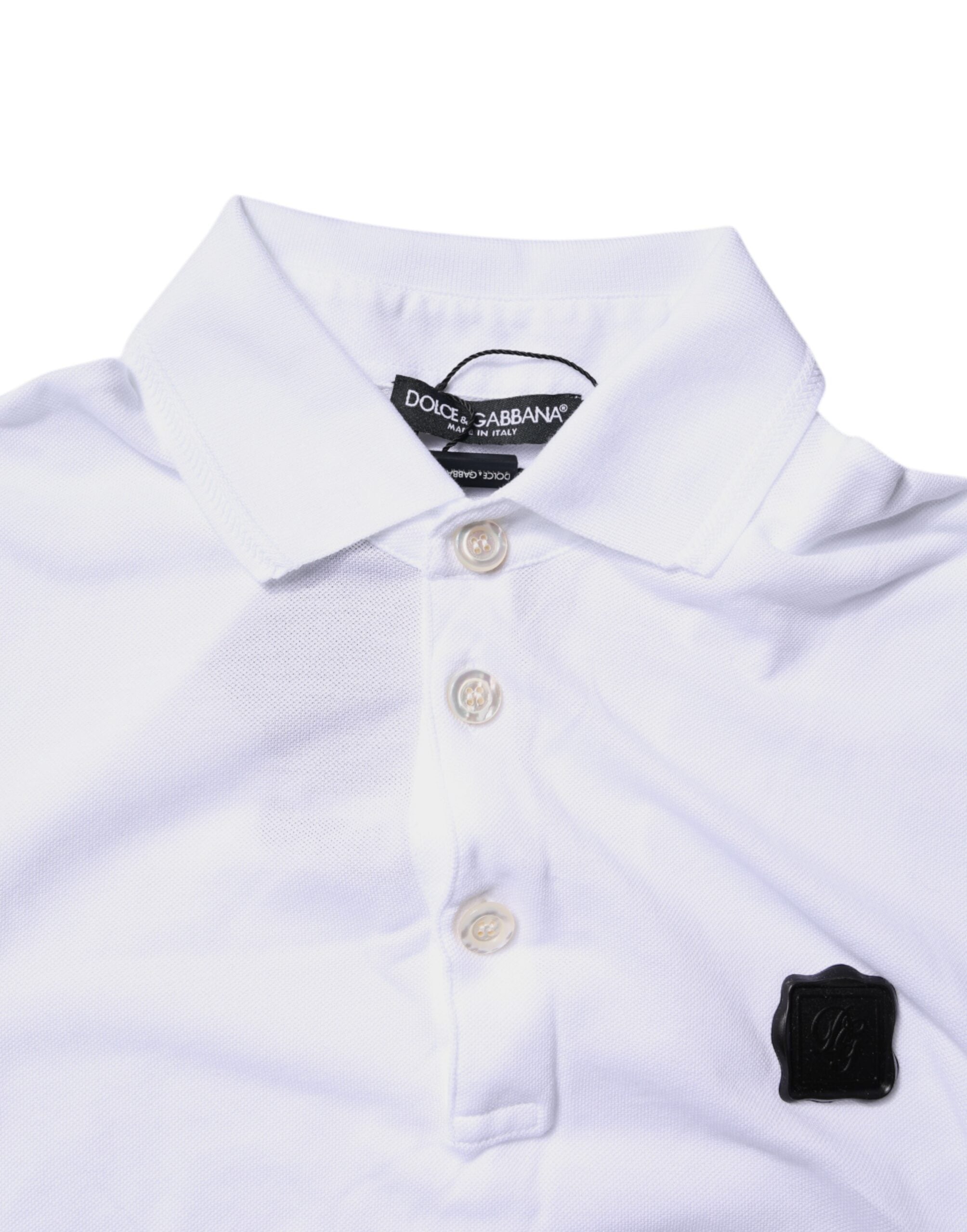 Dolce & Gabbana Weißes Logo-Polo-T-Shirt aus Baumwolle mit Kragen