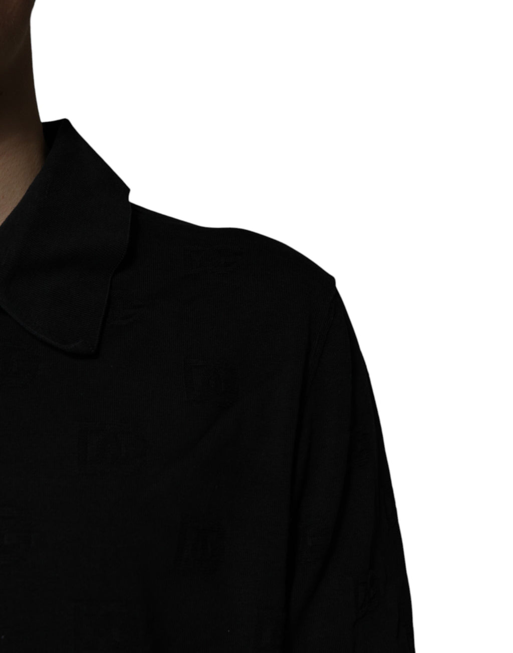 Dolce & Gabbana Schwarzes Seiden-Polo-T-Shirt mit Kragen