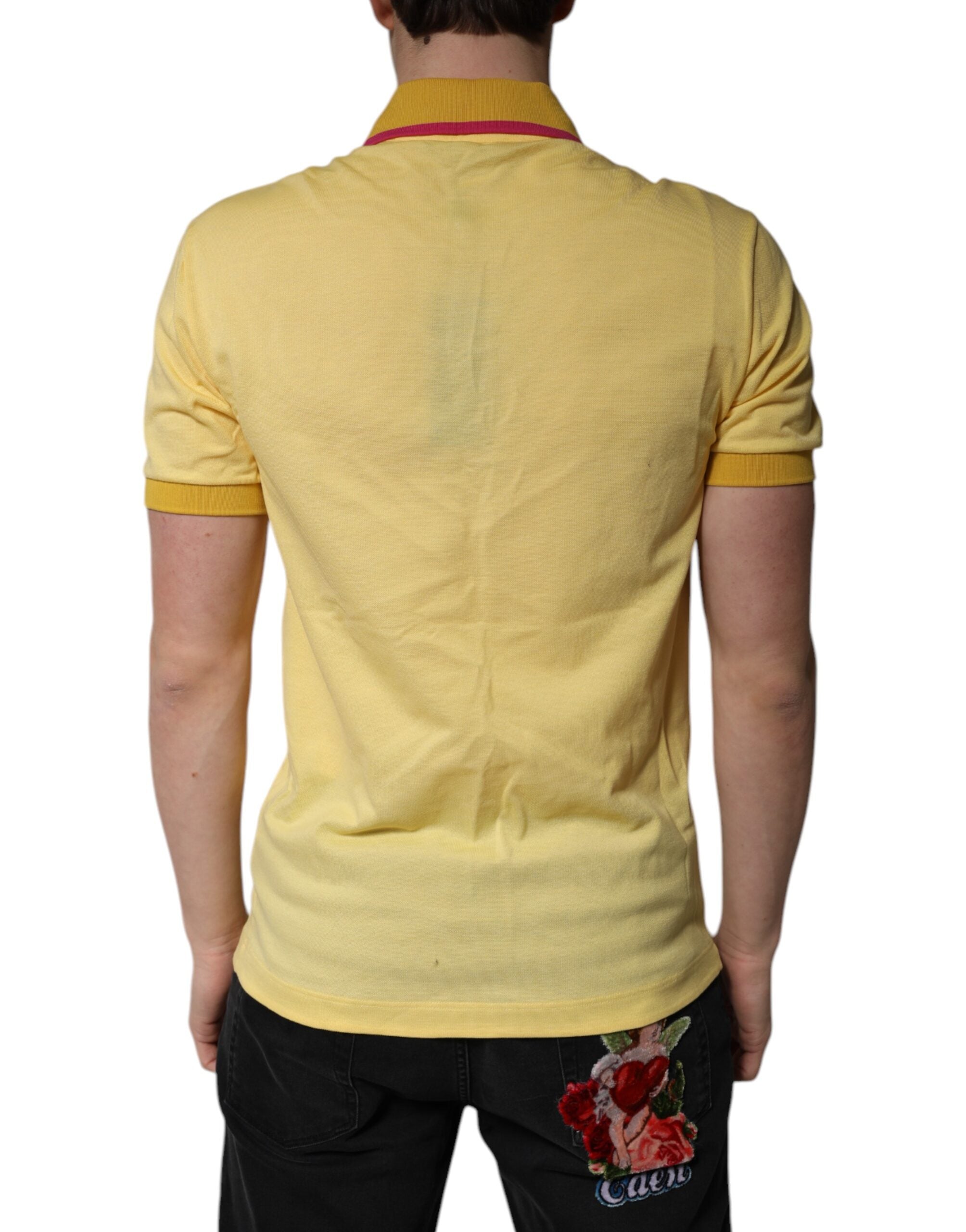 Dolce & Gabbana Gelbes Logo-Polo-T-Shirt aus Baumwolle mit Kragen