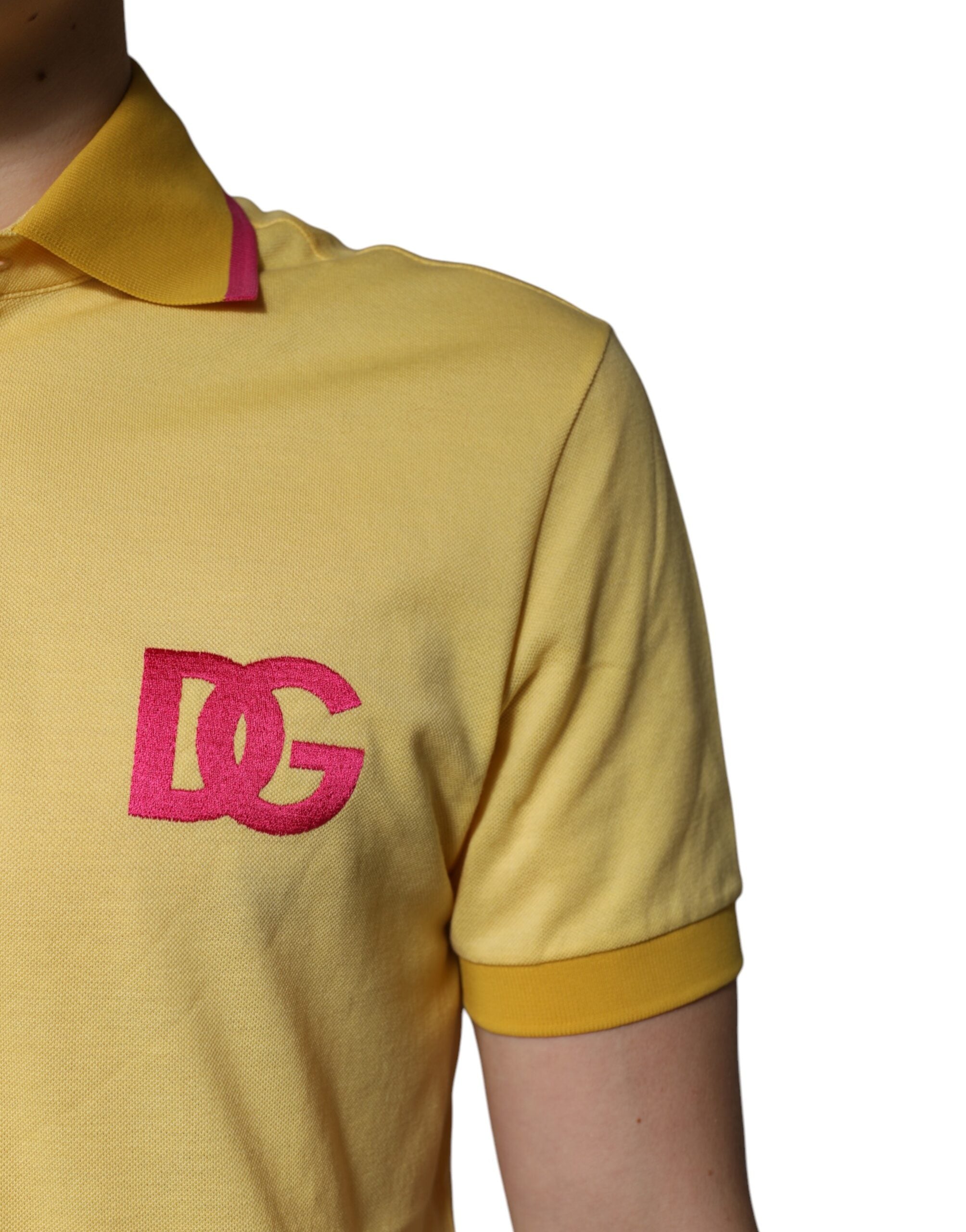 Dolce & Gabbana Gelbes Logo-Polo-T-Shirt aus Baumwolle mit Kragen