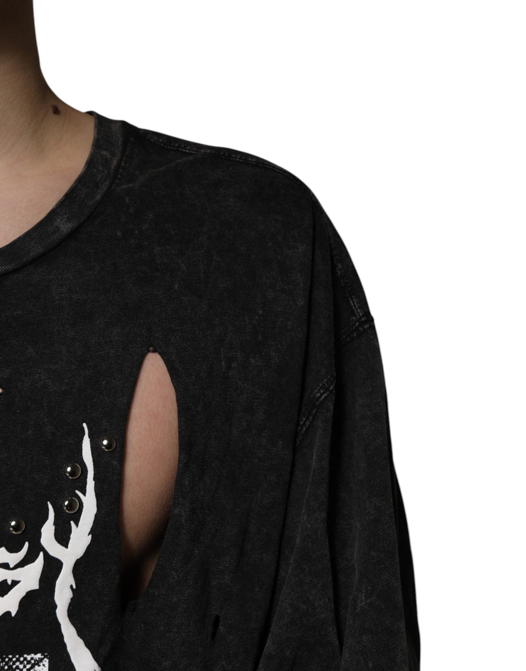 Dolce & Gabbana Schwarzes T-Shirt mit Rundhalsausschnitt aus Baumwolle mit Grafikdruck